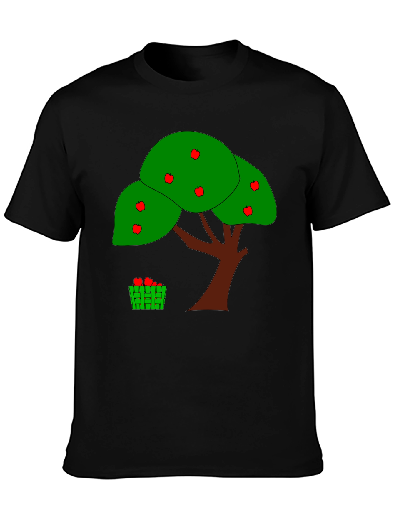 Black Apple Tree Graphic Print Black T-Shirt view 3