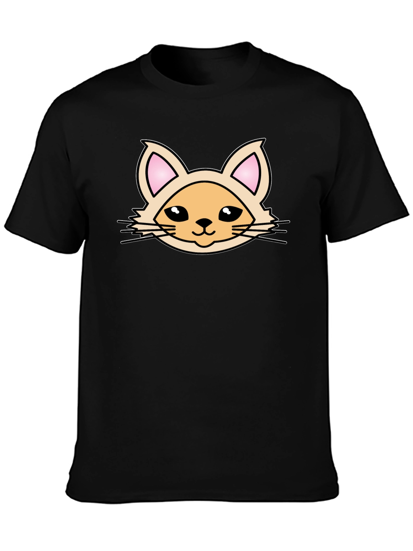 Black Cute Cartoon Cat Graphic T-Shirt - Black view 3