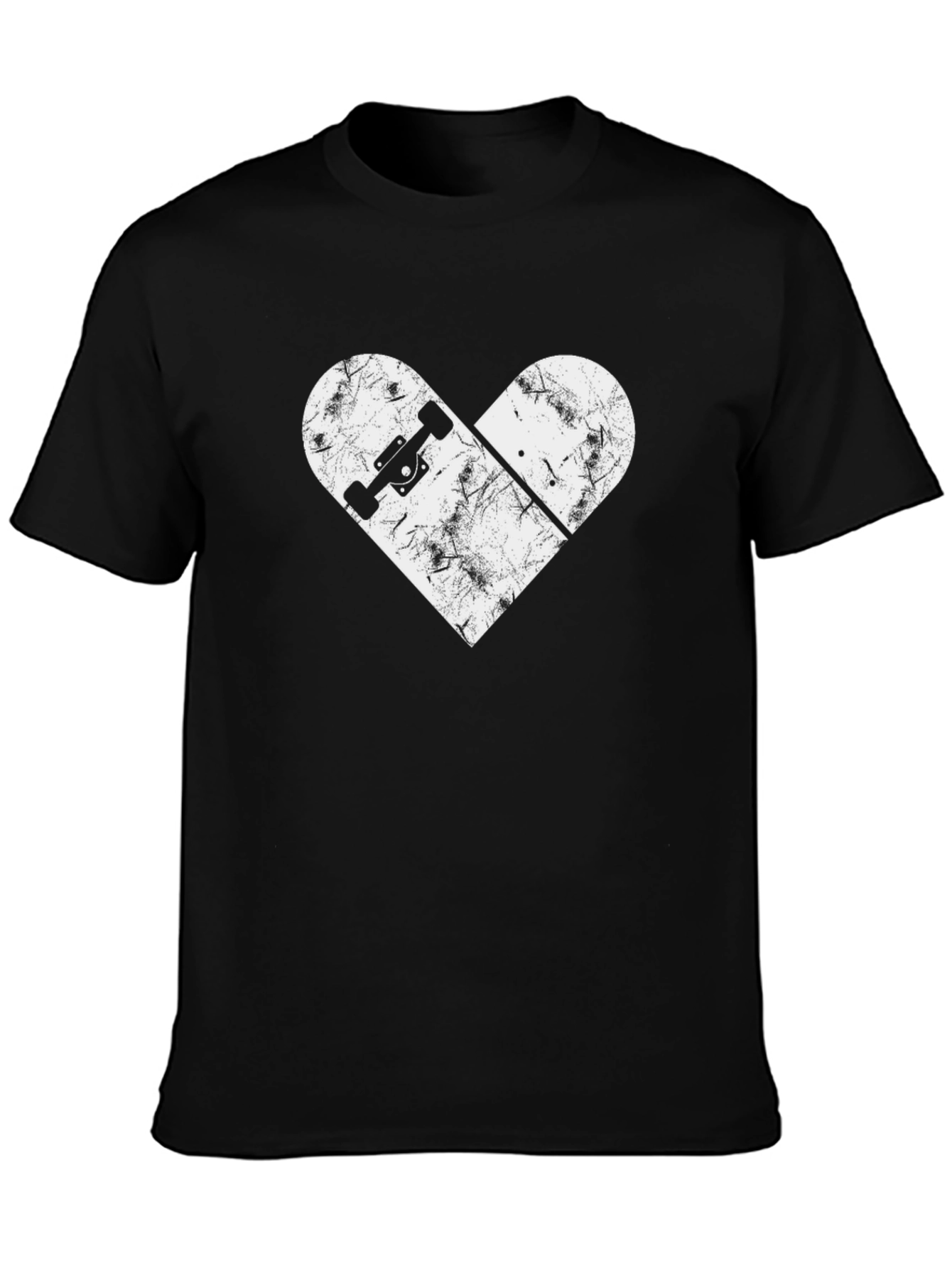 Black Skateboard Heart Graphic Tee - Cool Skater Design view 3