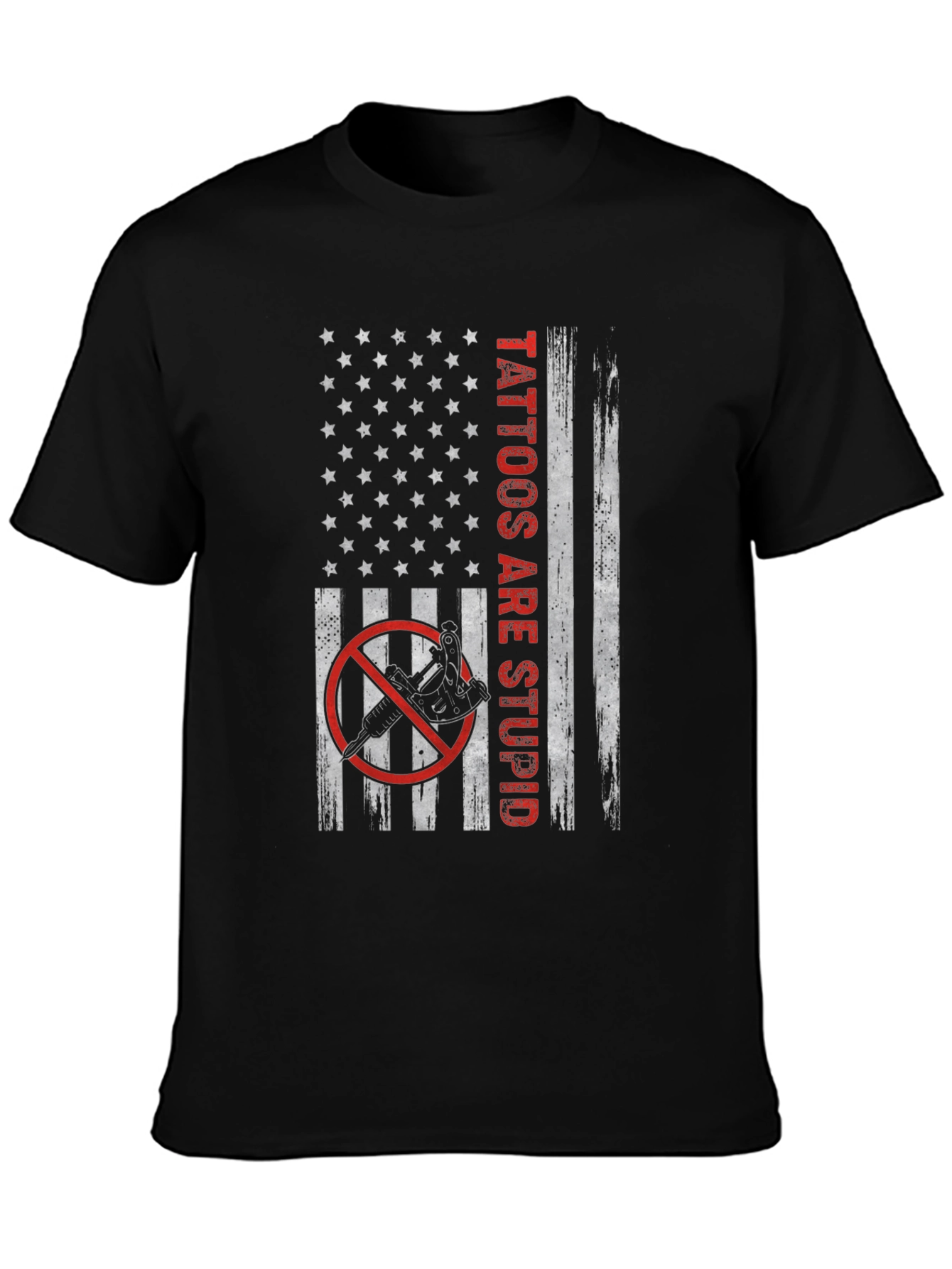 Black Tattoos Are Stupid Graphic T-Shirt - Patriotic Design view 3