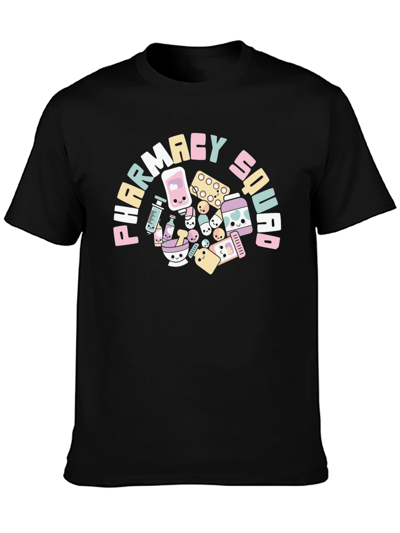 Black Pharmacy Squad T-Shirt - Cute Pill Design view 3