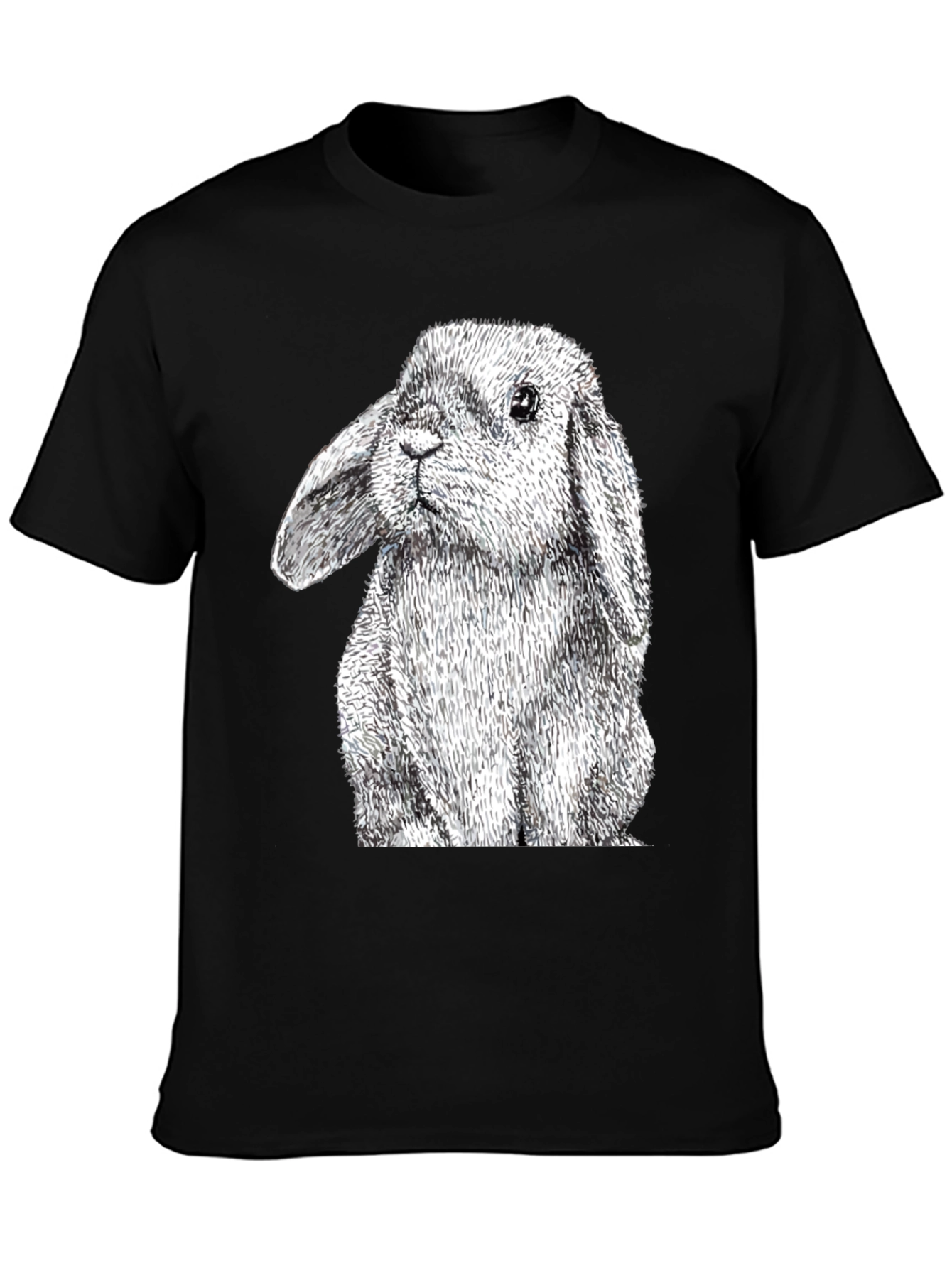 Black Rabbit Graphic Tee - Black Cotton T-Shirt view 3