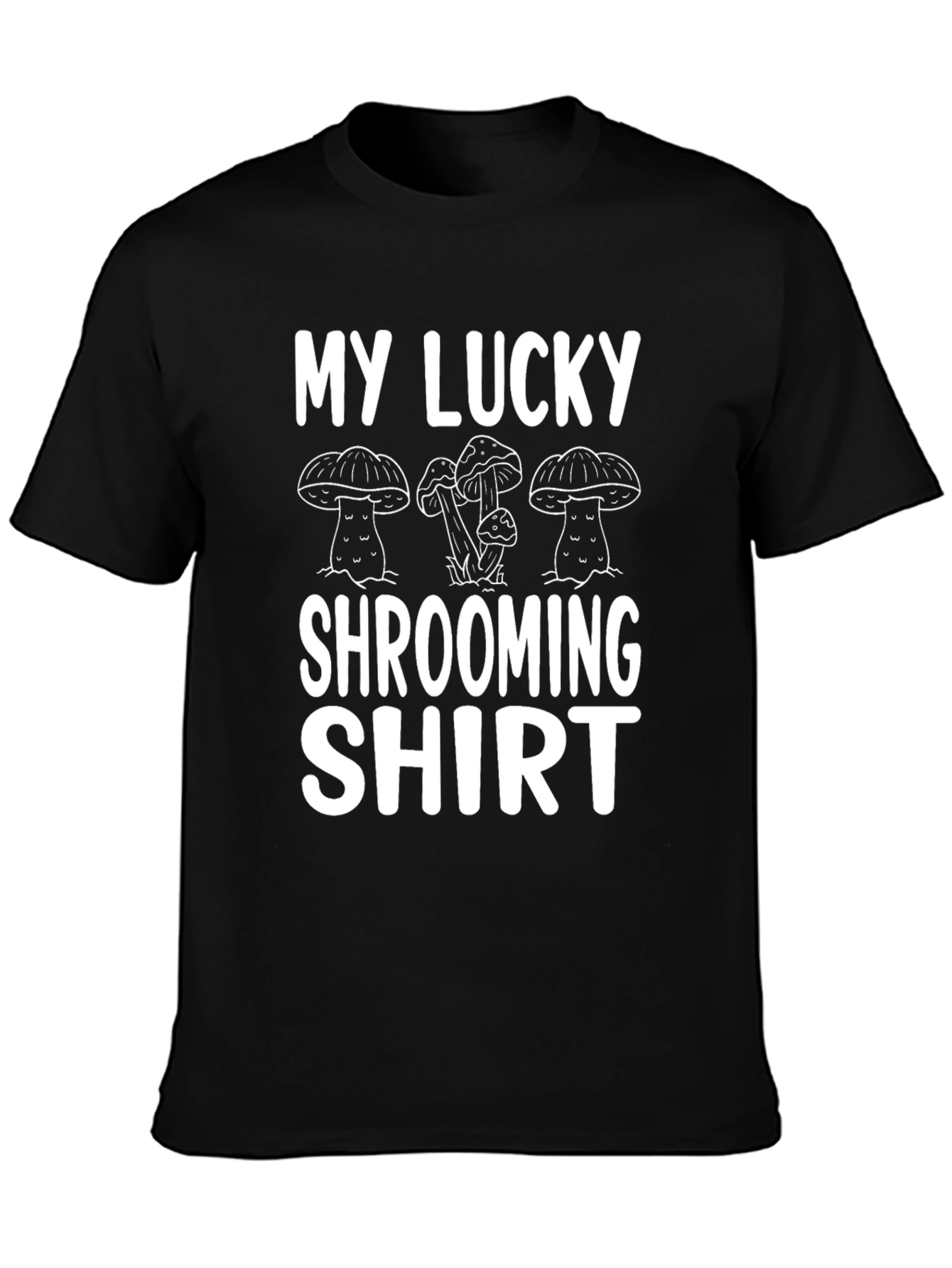 Black My Lucky Shrooming Shirt - Fun Graphic Tee view 3