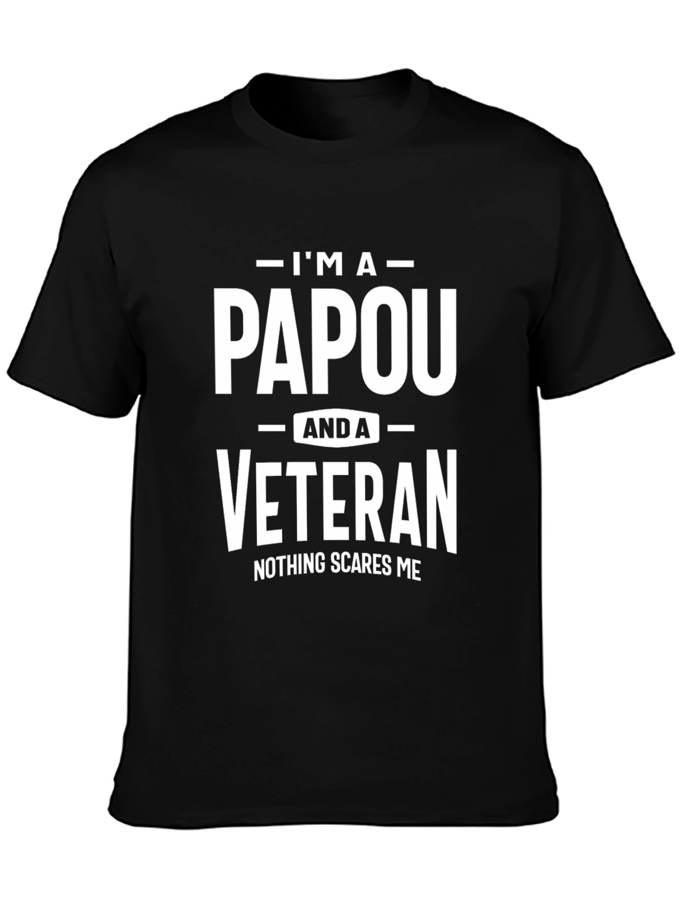 Black I'm A Papou and a Veteran Men's T-Shirt view 3
