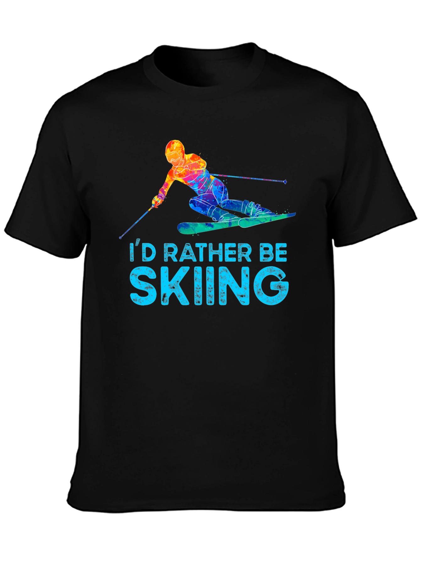 Black I'd Rather Be Skiing T-Shirt - Novelty Graphic Tee view 3
