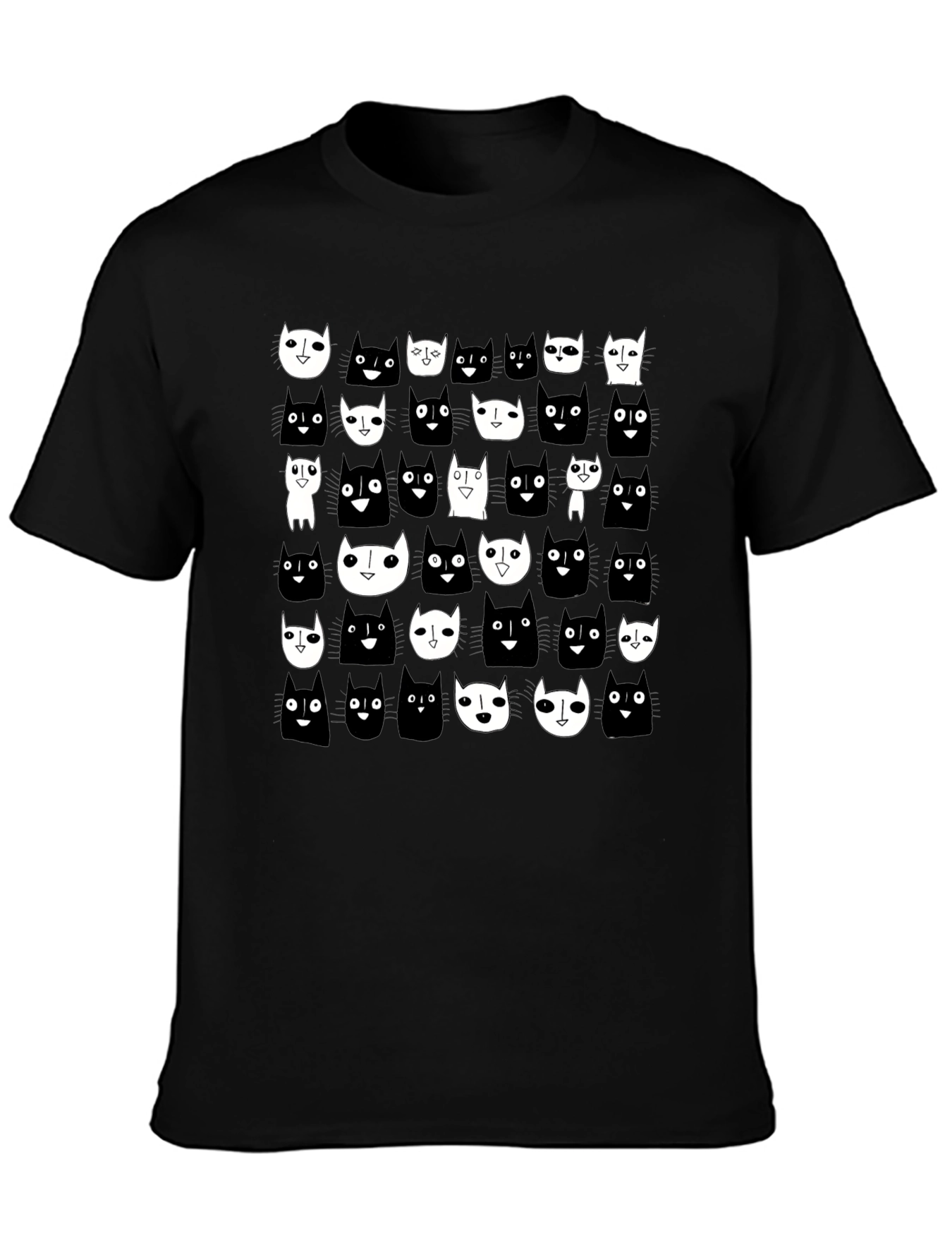 Black Black Cat Pattern T-Shirt view 3