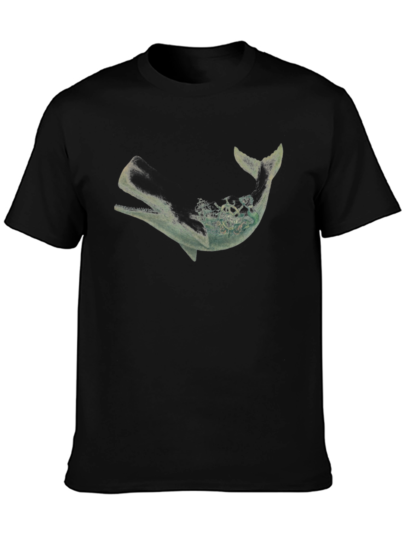 Black Whale Shipwreck Graphic Tee - Black view 3