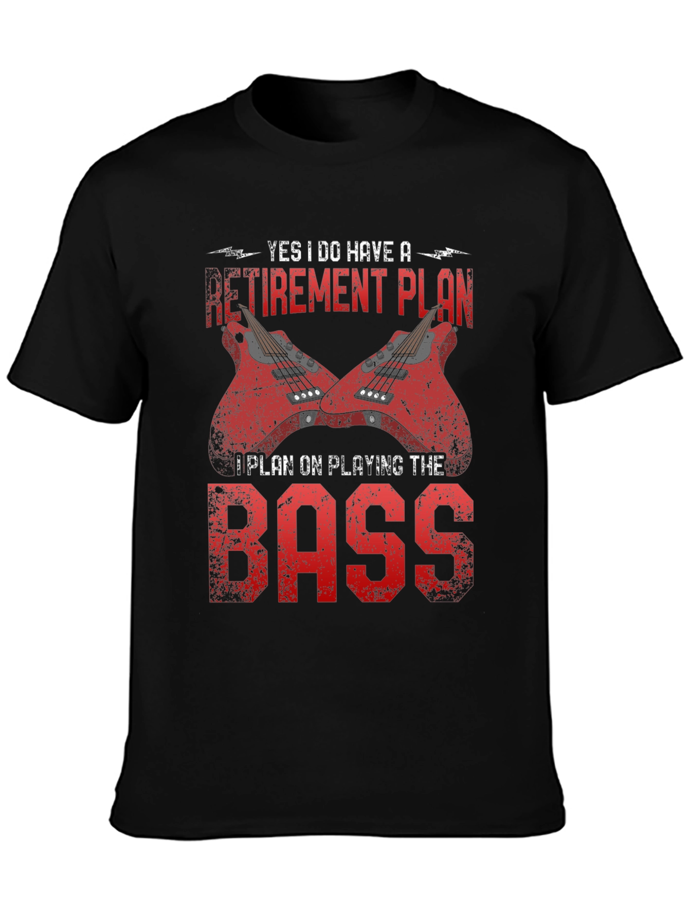 Black Bass Guitar Retirement Plan T-Shirt - Music Lover Tee view 3