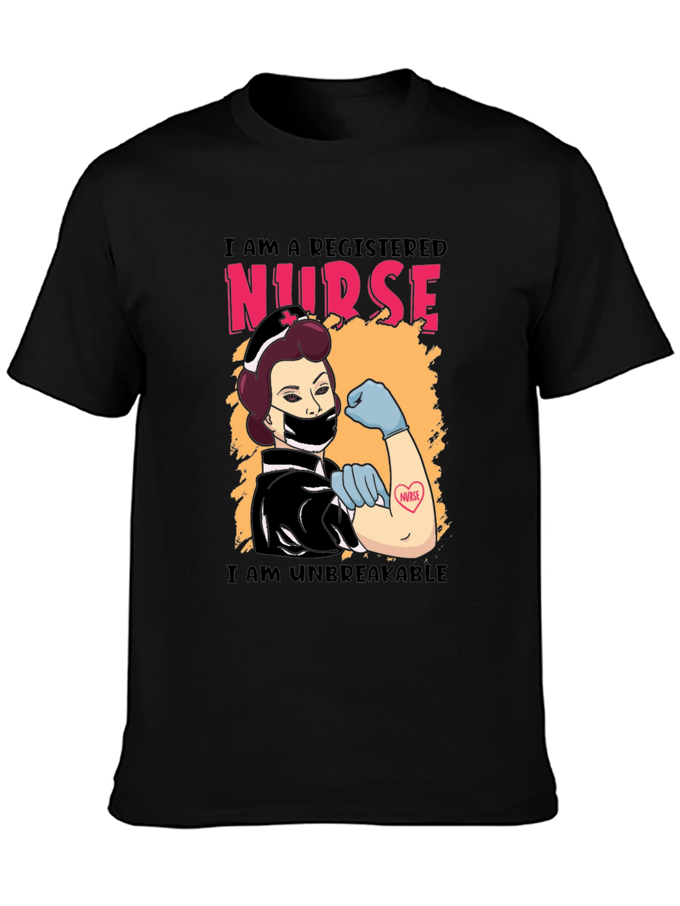 Black Registered Nurse Unbreakable Graphic T-Shirt view 3