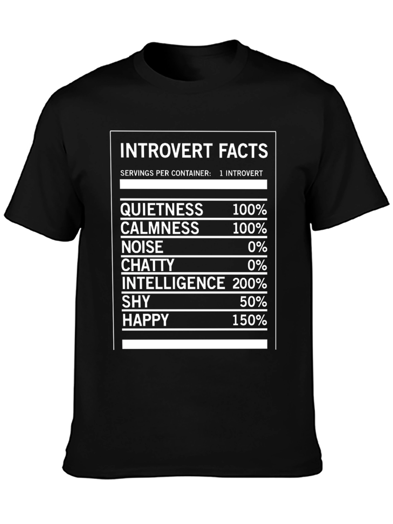 Black Introvert Facts Graphic Novelty T-Shirt view 3