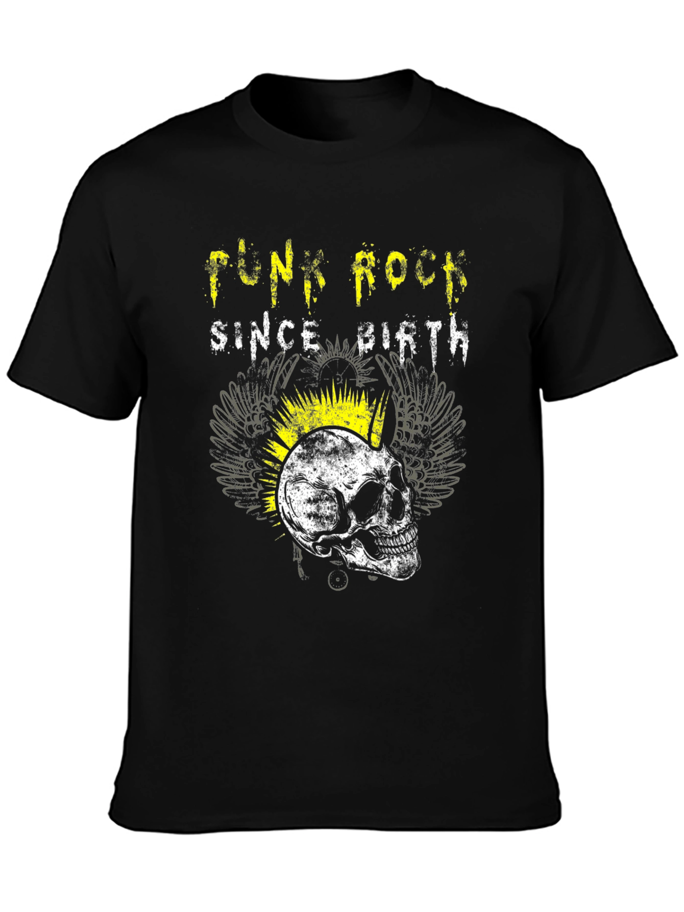 Black Punk Rock Since Birth Skull Graphic Tee view 3
