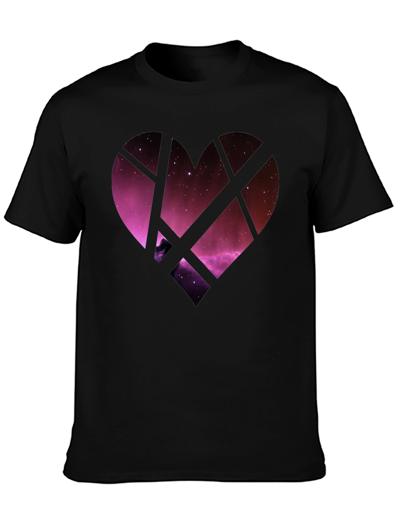 Black Galaxy Heart Graphic Tee - Black Cotton Blend view 3