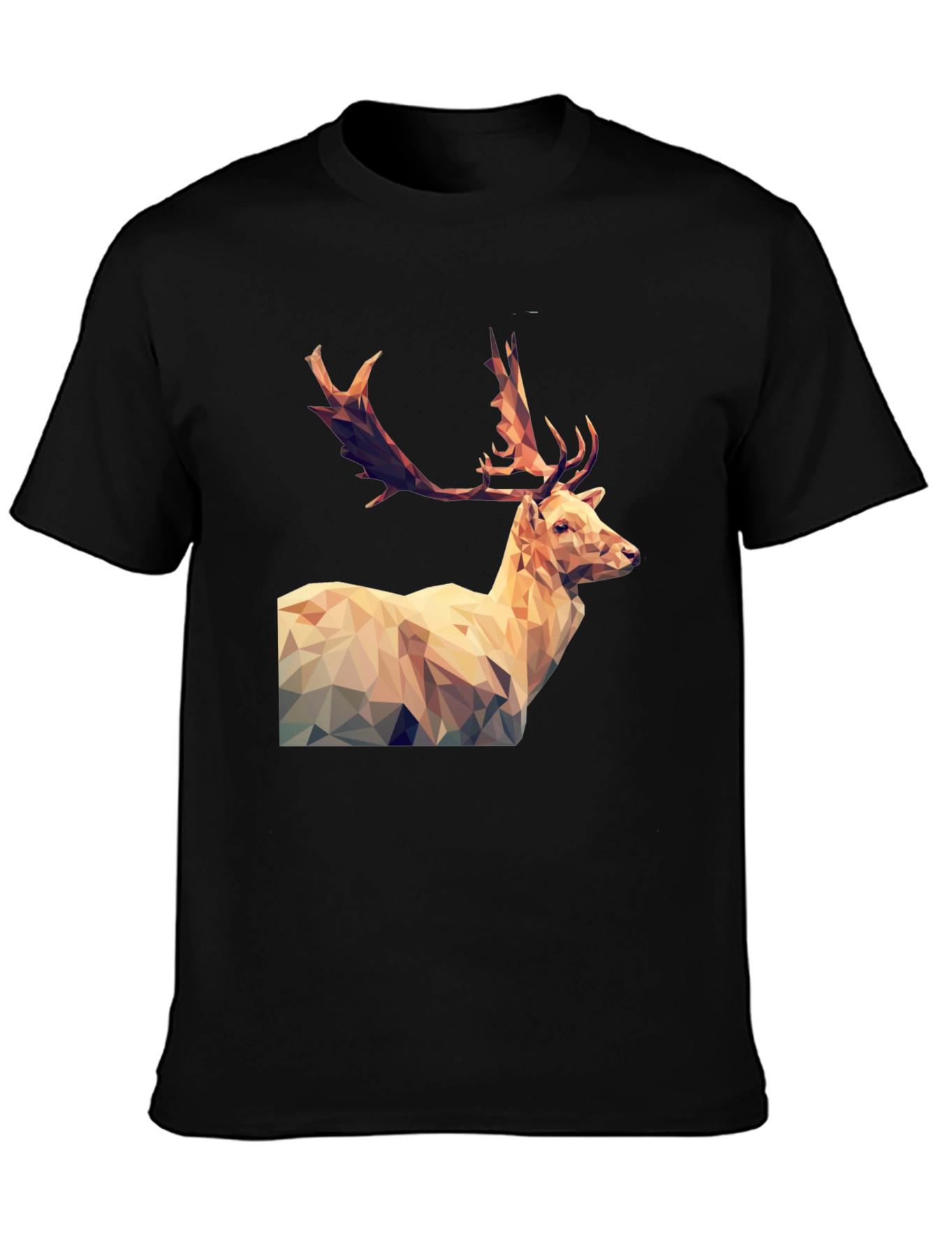 Black Geometric Deer Graphic Tee - Men's Black T-Shirt view 3