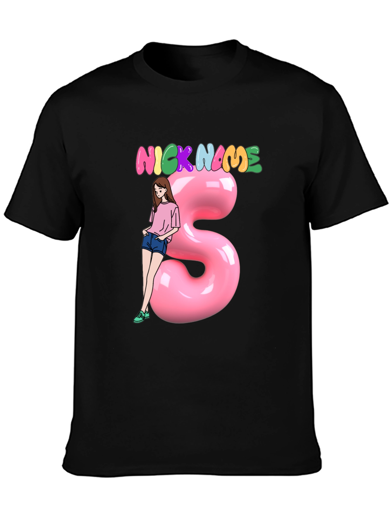 Black Nickname Girl Graphic T-Shirt - Unisex view 3