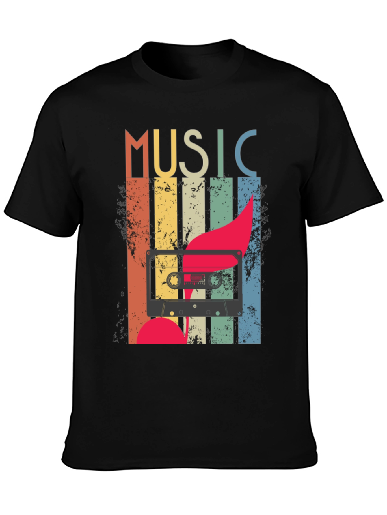 Black Retro Music Cassette T-Shirt - Vintage Style Tee view 3