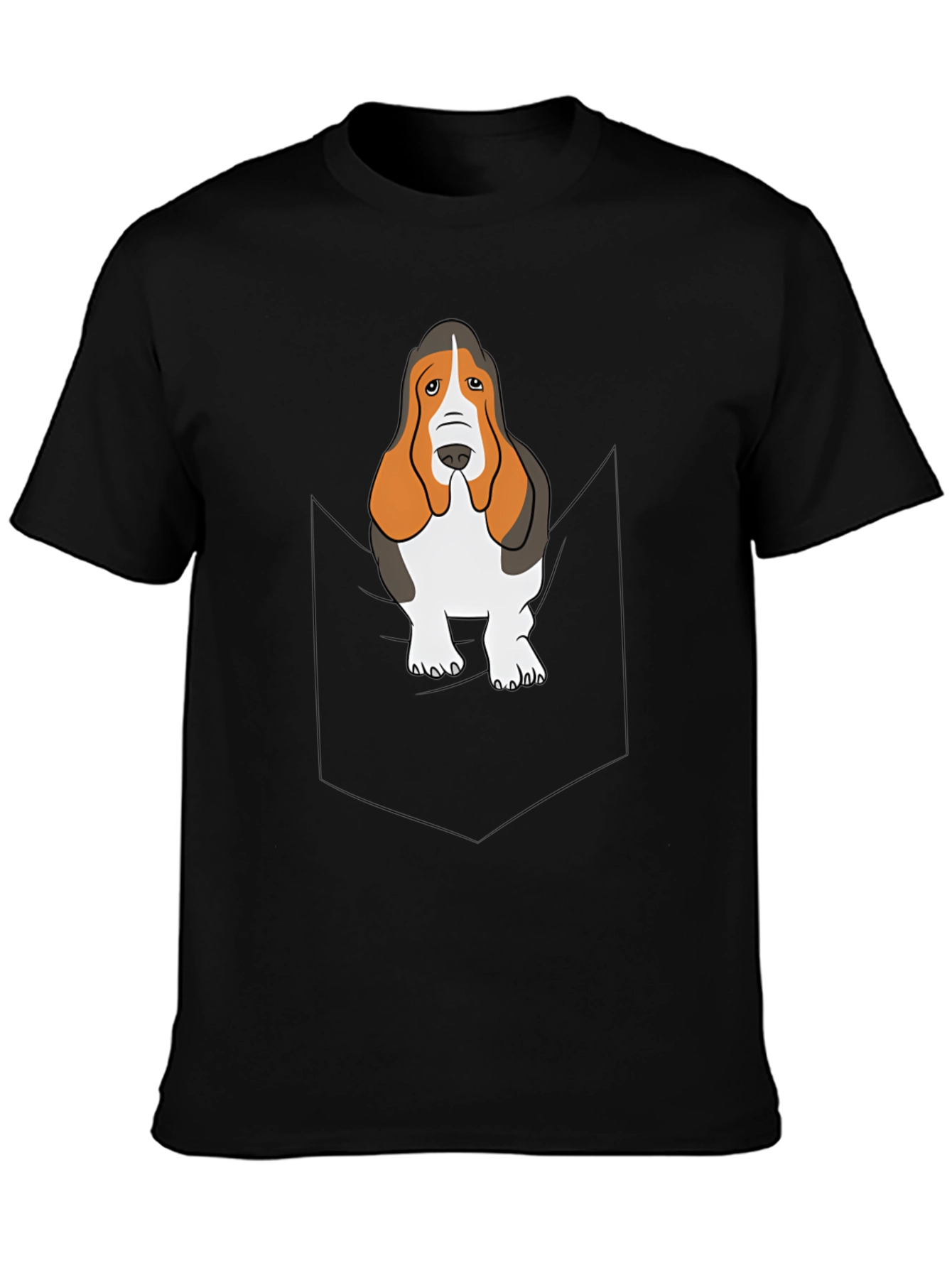 Black Basset Hound Pocket T-Shirt - Dog Lover Tee view 3
