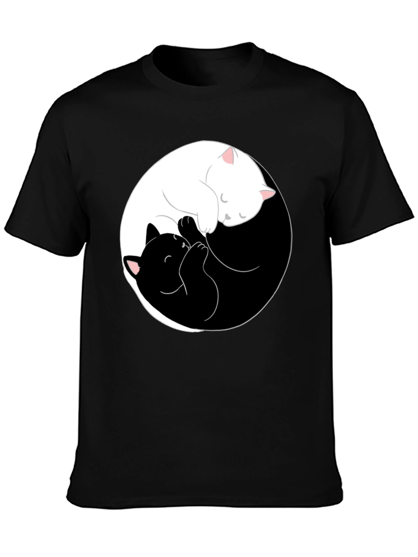Black Yin Yang Cats T-Shirt - Black view 3