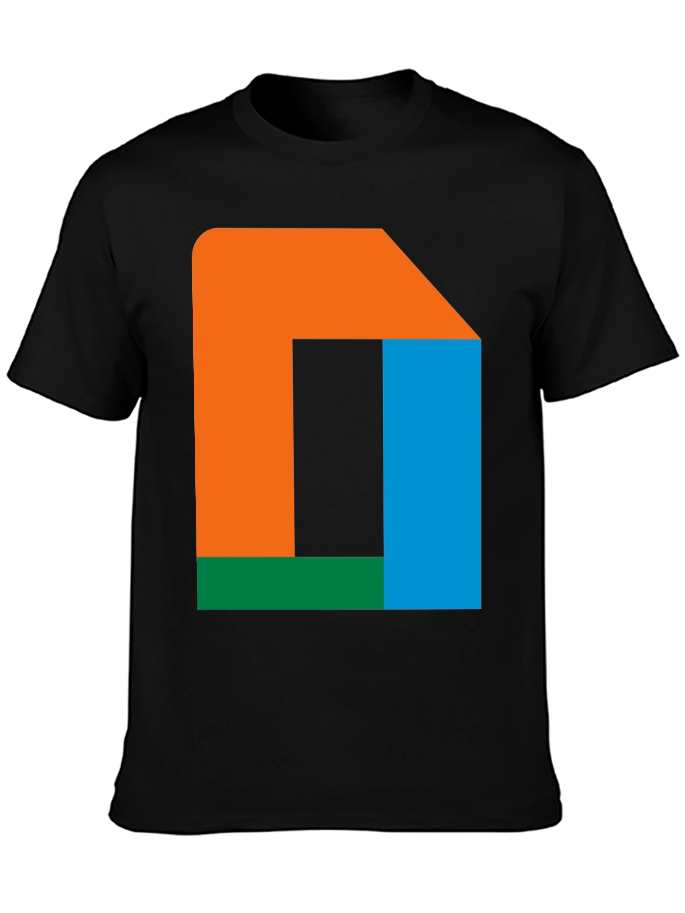 Black Abstract Color Block T-Shirt - Modern Geometric Design view 3
