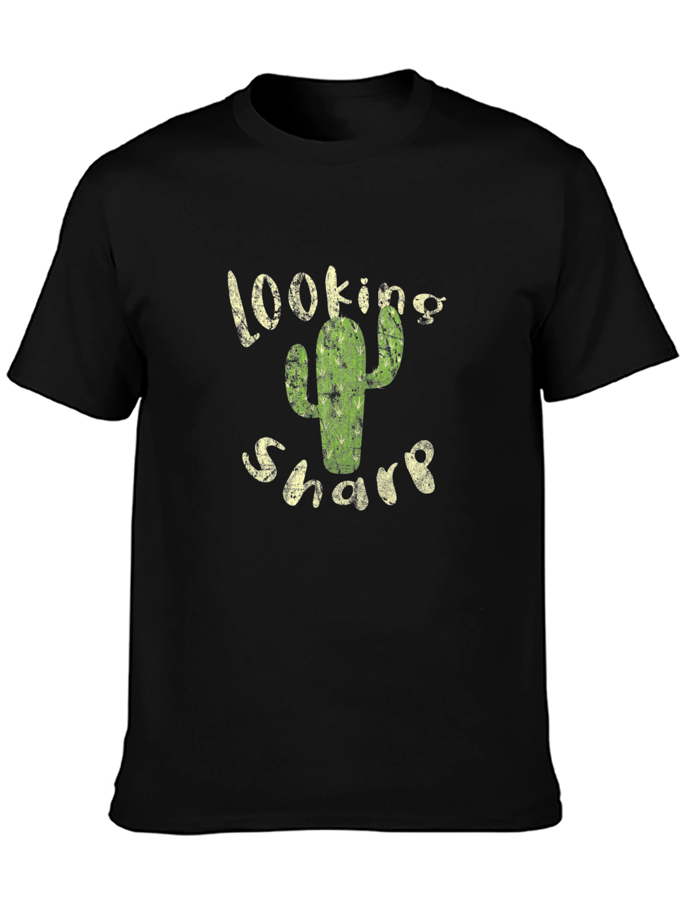 Black Looking Sharp Cactus Graphic Black T-Shirt view 3
