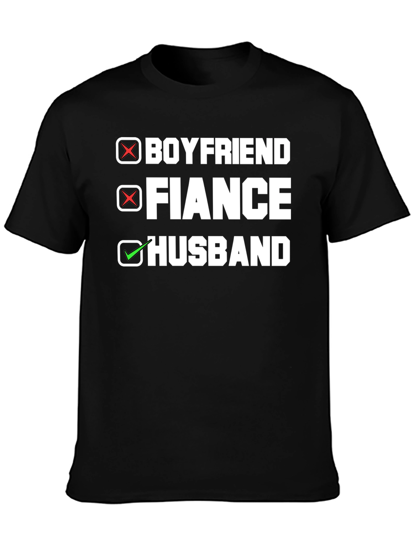 Black Husband T-Shirt - Boyfriend Fiance Checkbox Design view 3