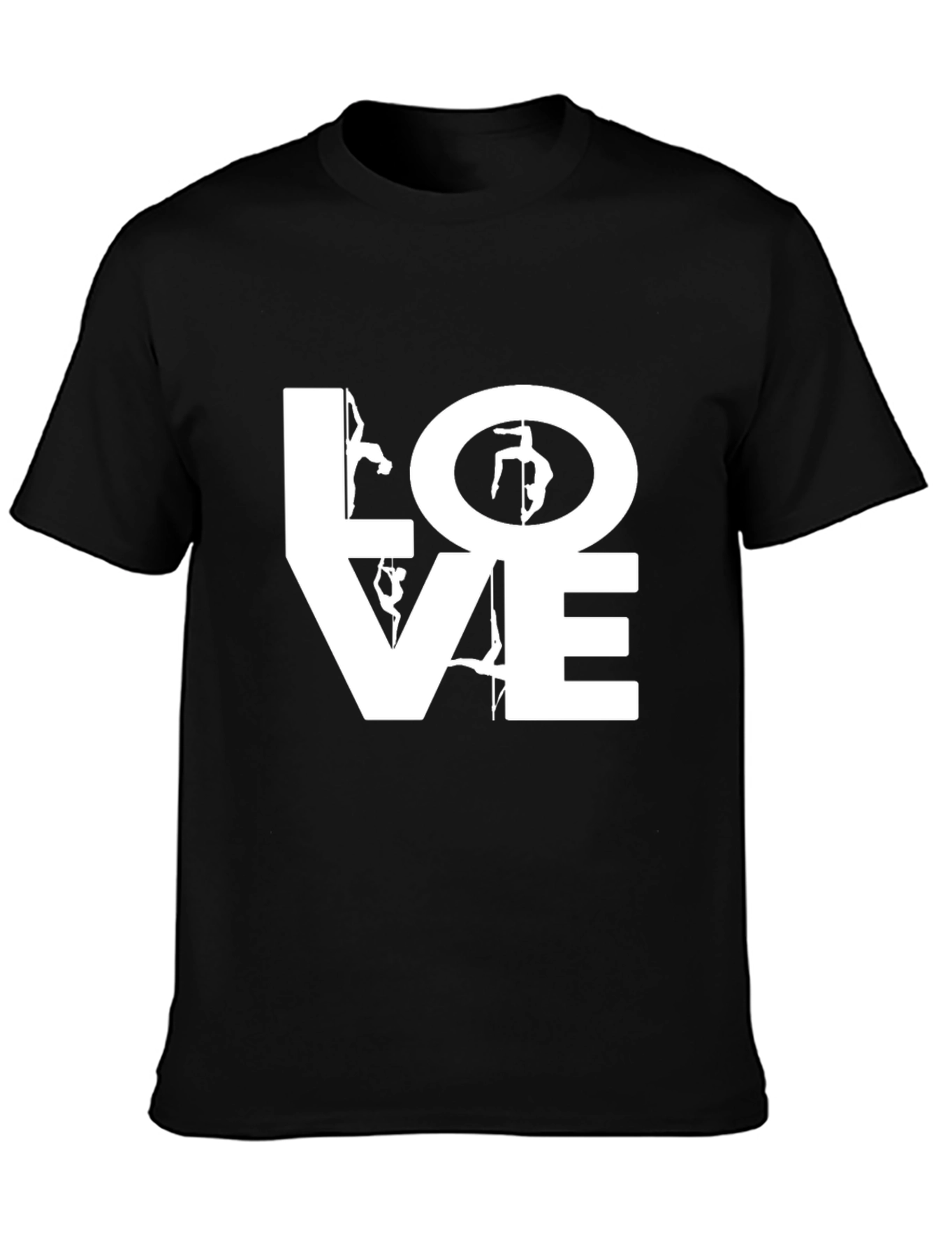 Black Pole Dancing LOVE Graphic Tee - Unisex Black T-Shirt view 3
