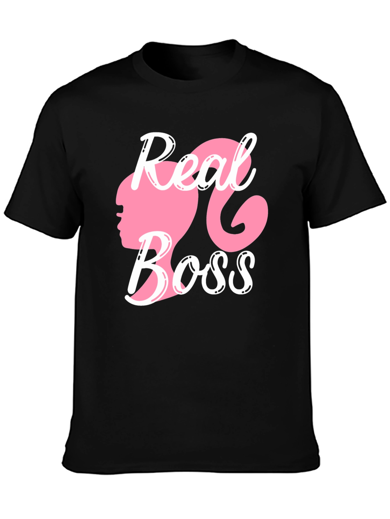 Black Real Boss T-Shirt Pink Silhouette view 3