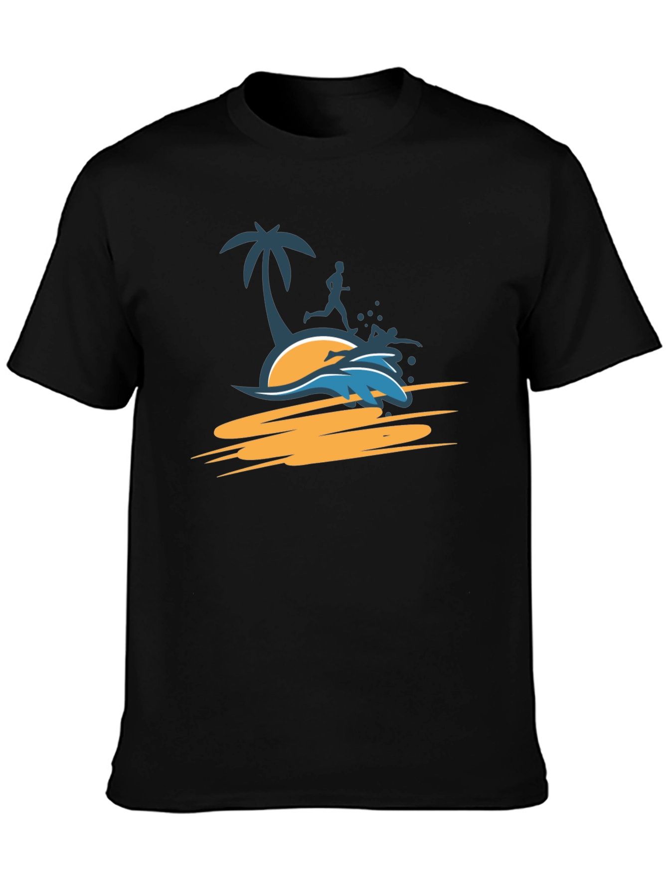 Black Tropical Beach Run T-Shirt - Black view 3