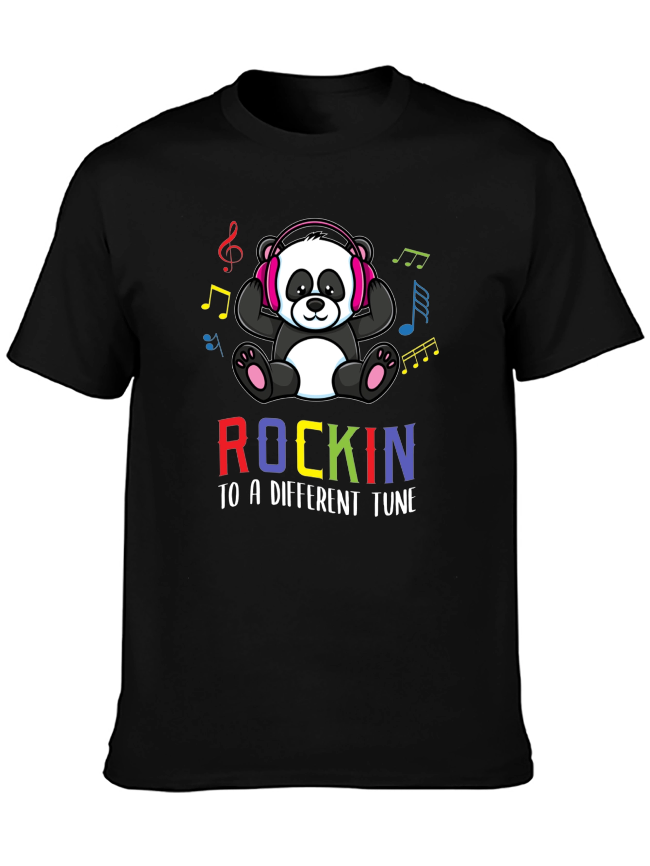 Black Rockin' Panda Music T-Shirt view 3