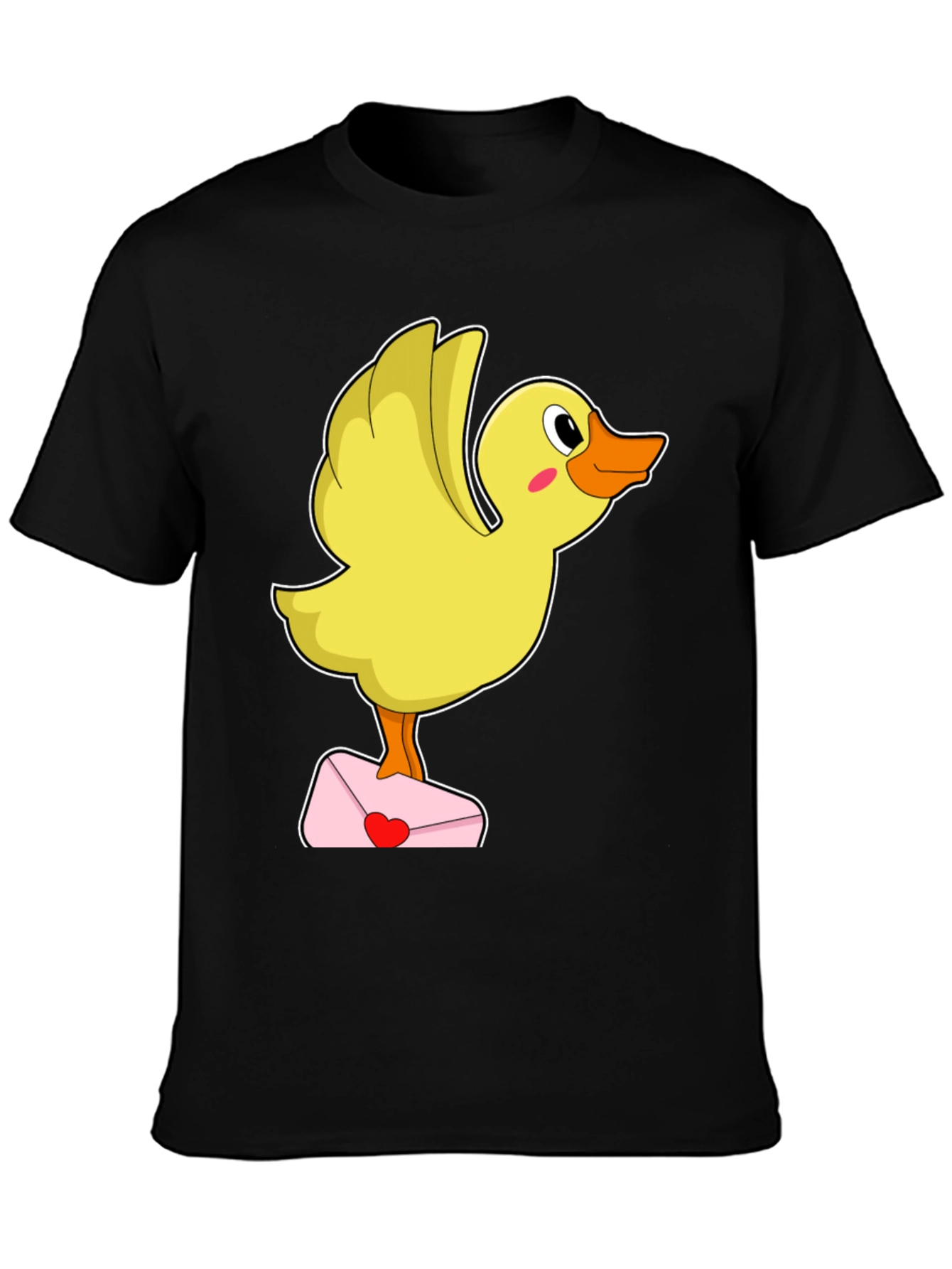 Black Duck with Love Letter T-Shirt - Cute Valentine's Day Gift! view 3