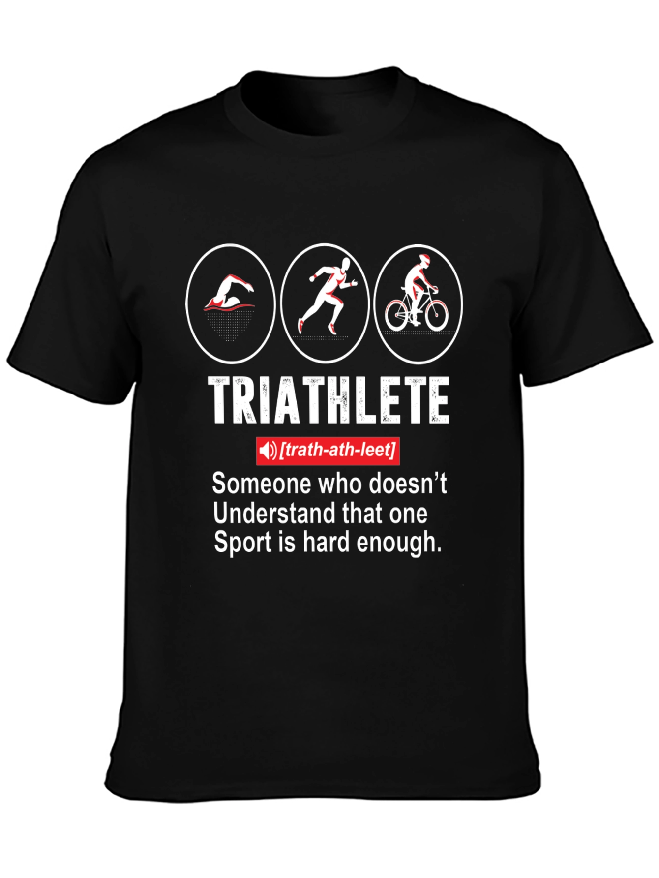 Black Triathlete Definition Graphic T-Shirt - Funny Triathlon Gift for Athletes view 3