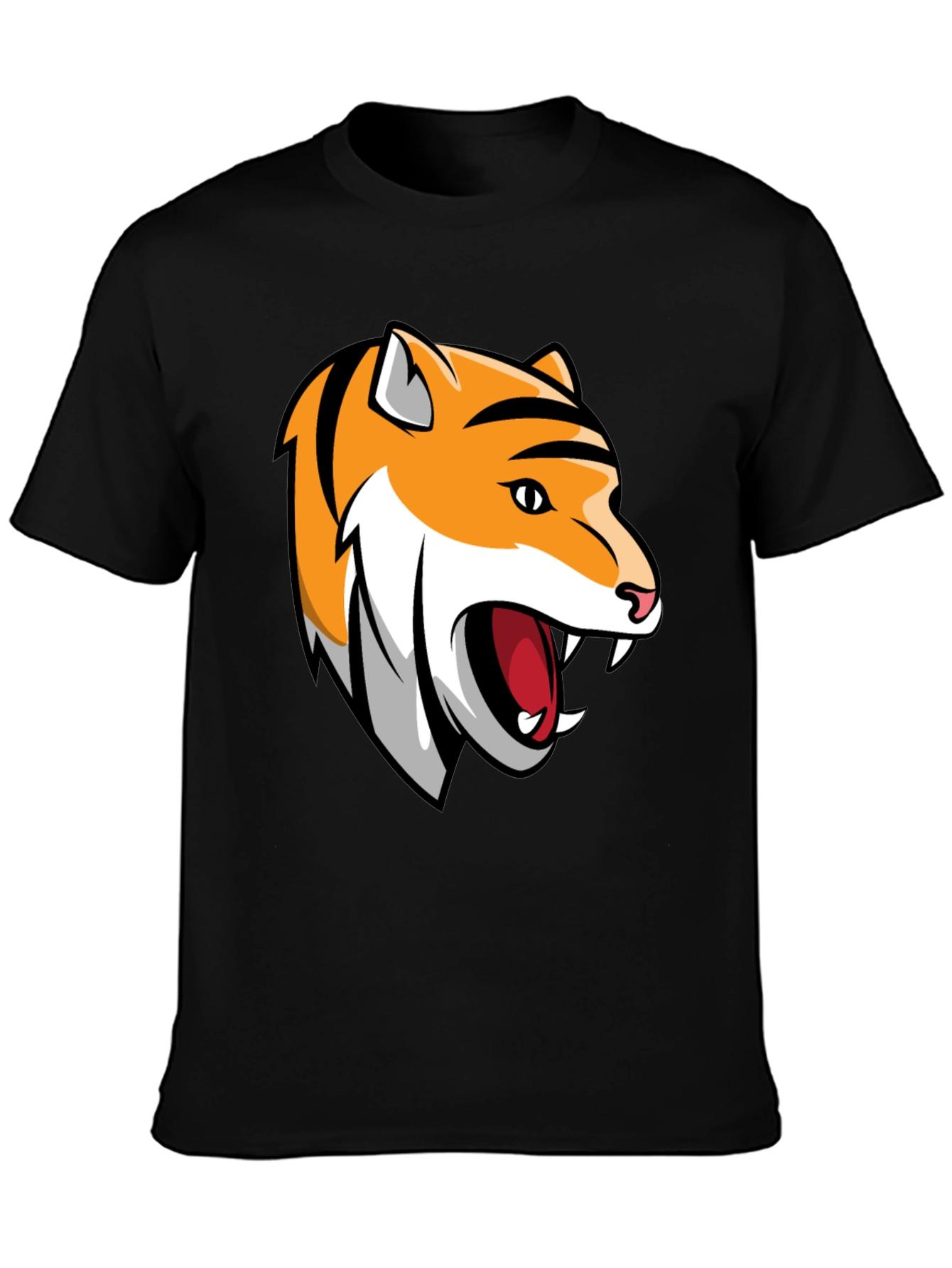 Black Roaring Tiger Graphic Tee - Black Cotton T-Shirt view 3