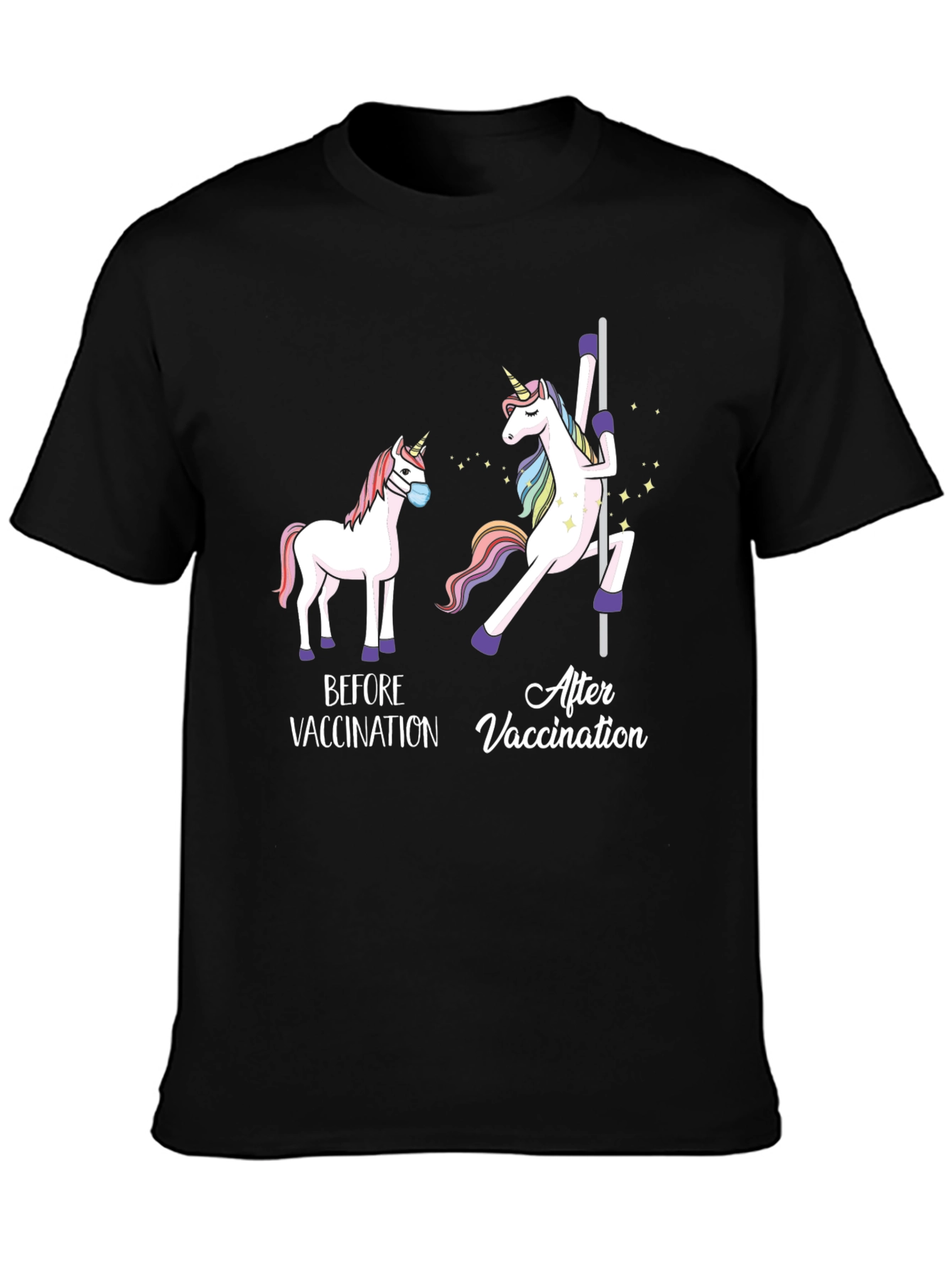Black Vaccinated Unicorn T-Shirt view 3