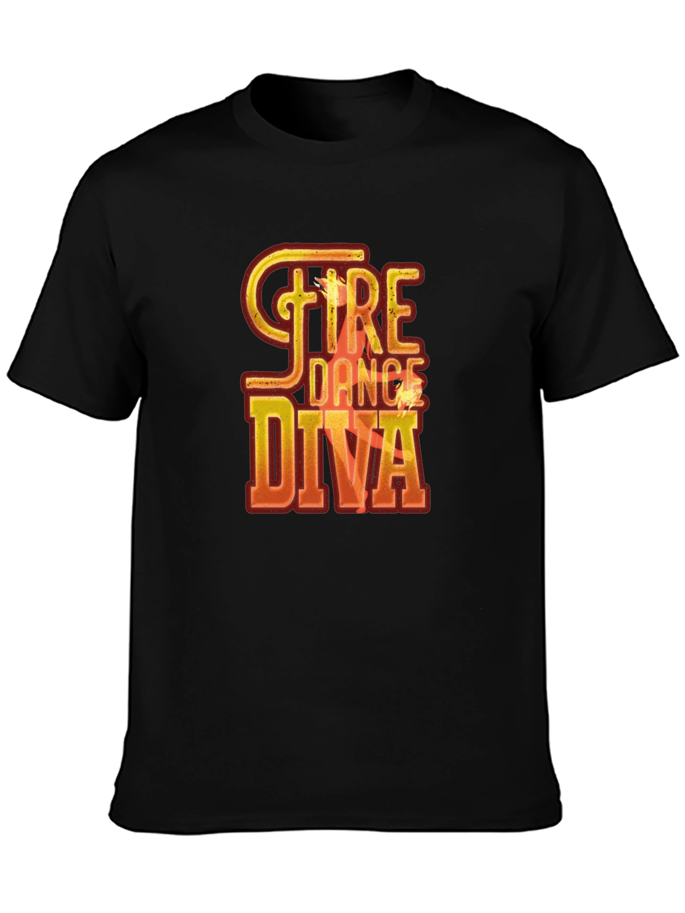 Black Fire Dance Diva Graphic Tee - Unique Design view 3