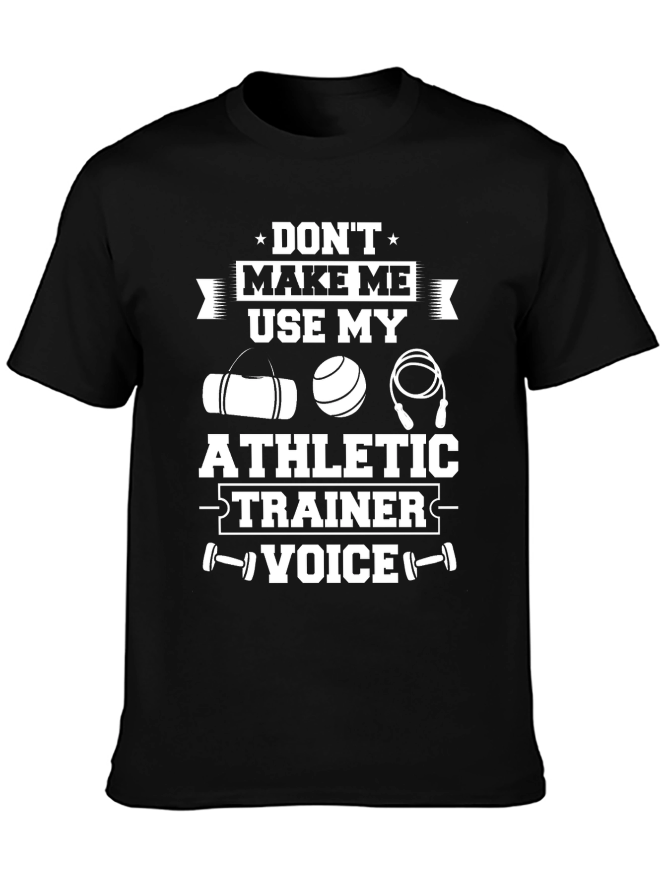 Black Athletic Trainer Voice T-Shirt - Funny Workout Tee view 3
