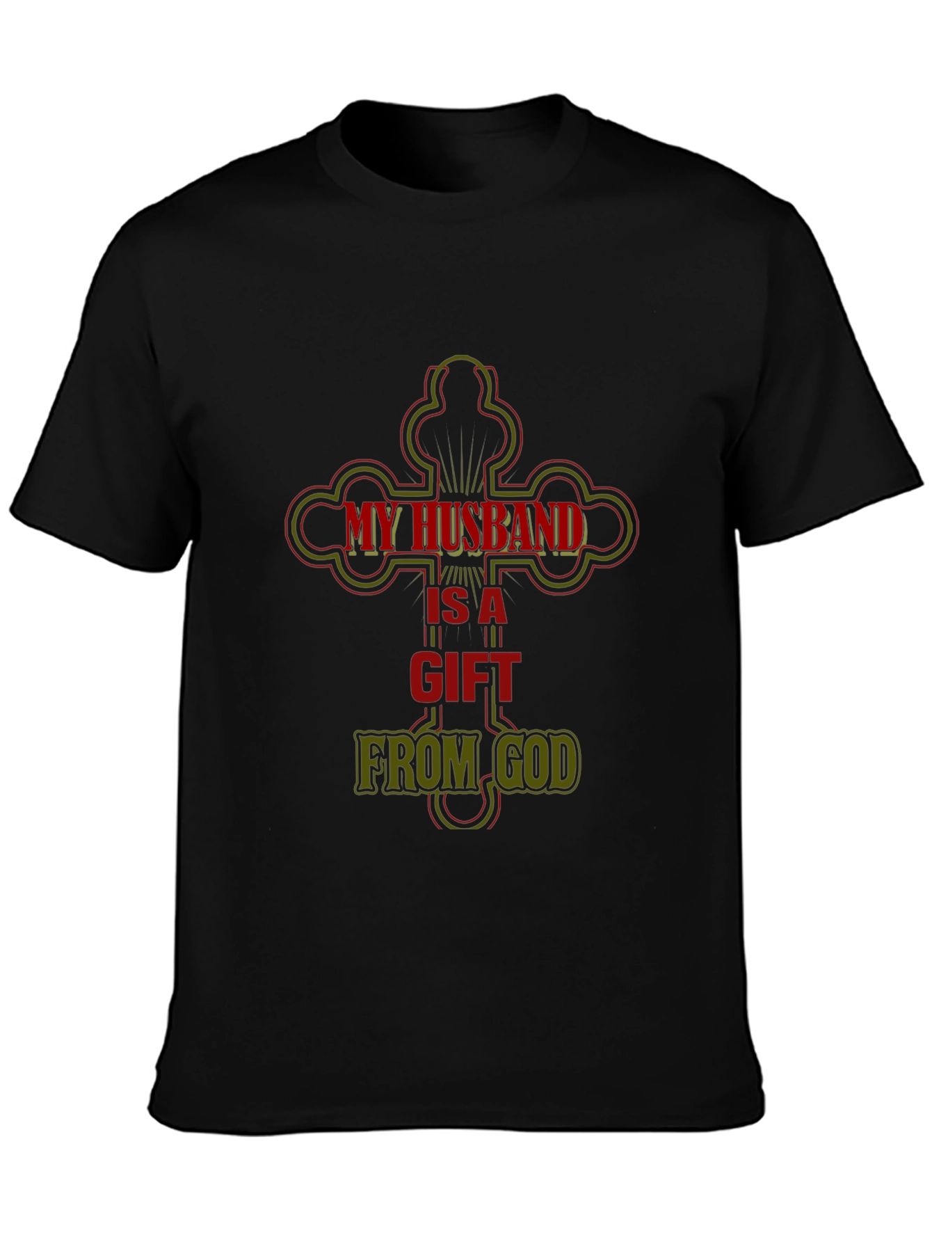 Black My Husband is a Gift from God T-Shirt view 3