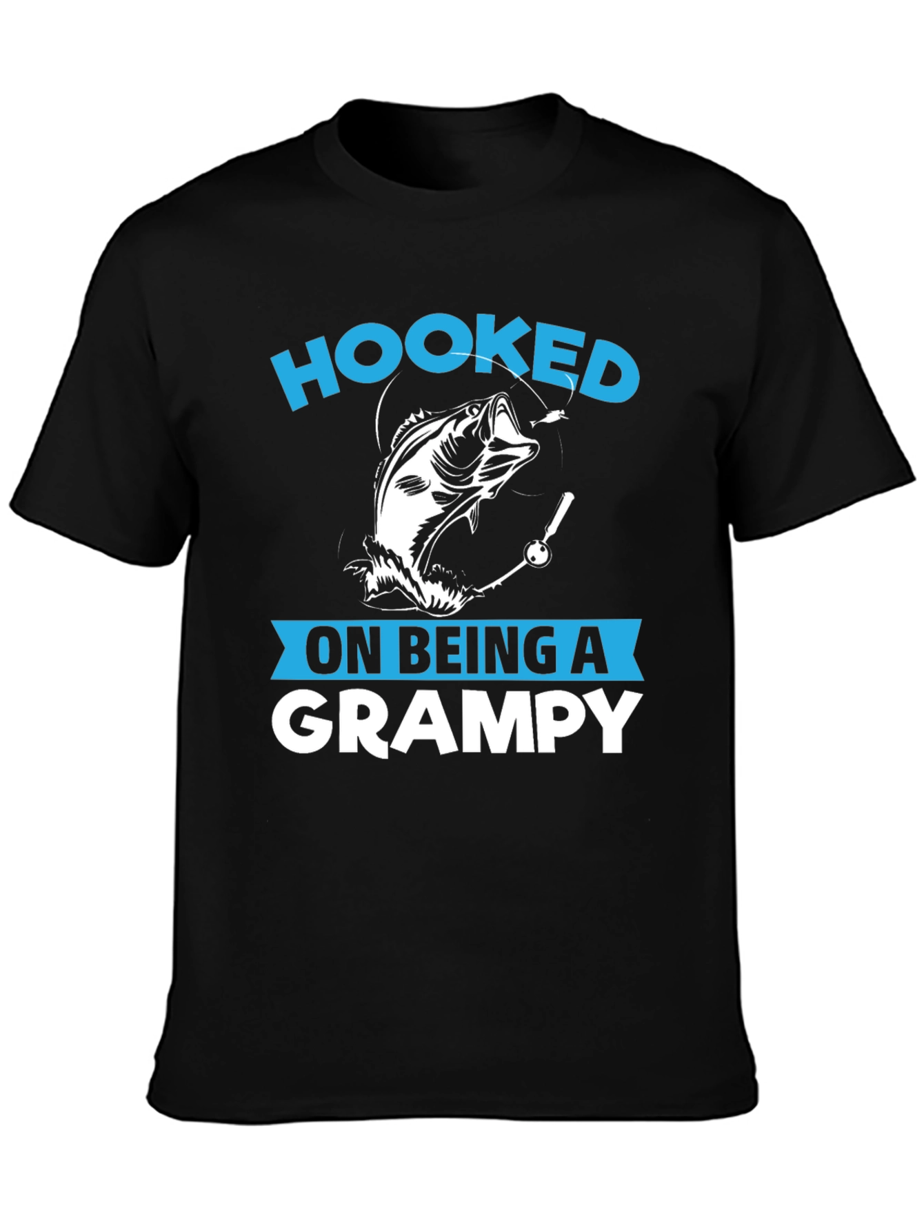 Black Hooked on Being a Grampy T-Shirt view 3