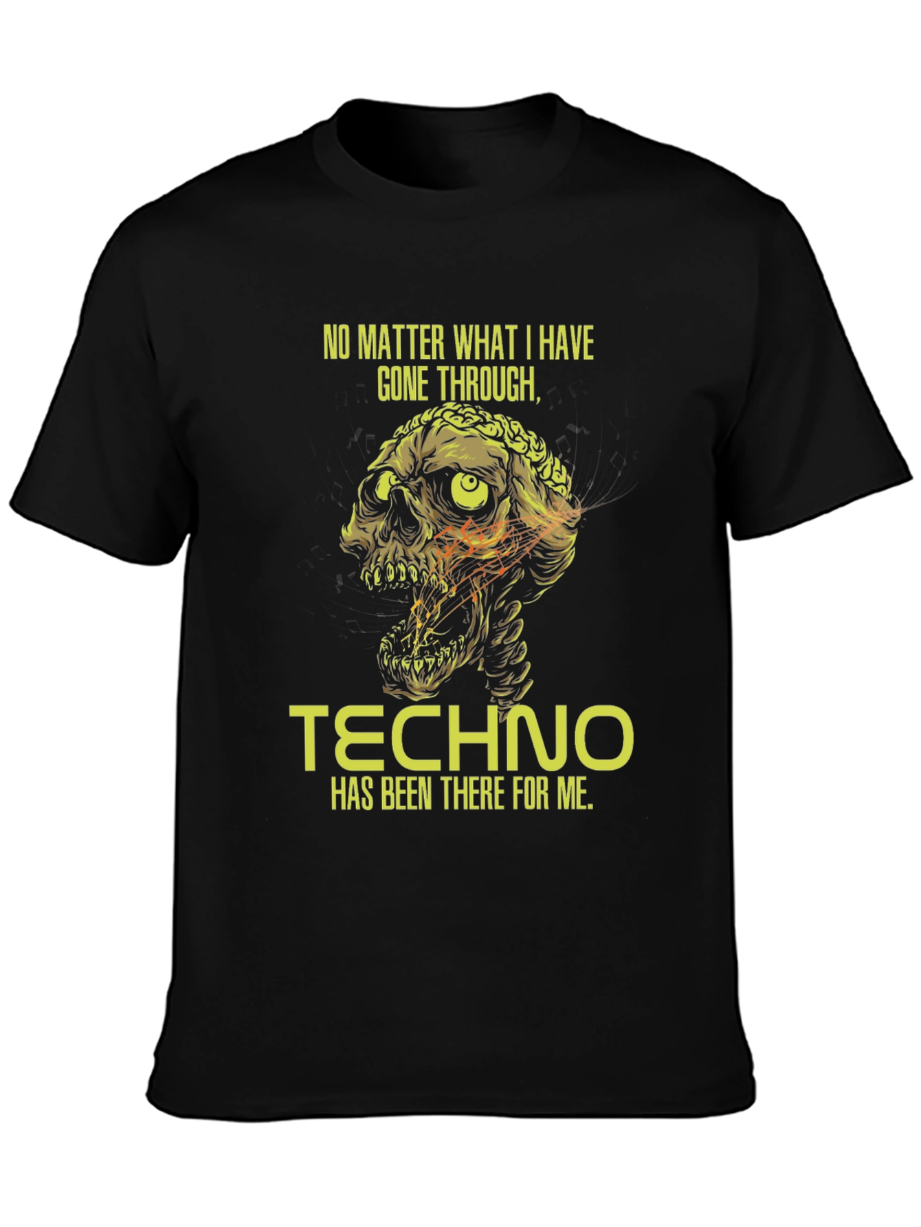 Black Techno Skull Graphic T-Shirt view 3
