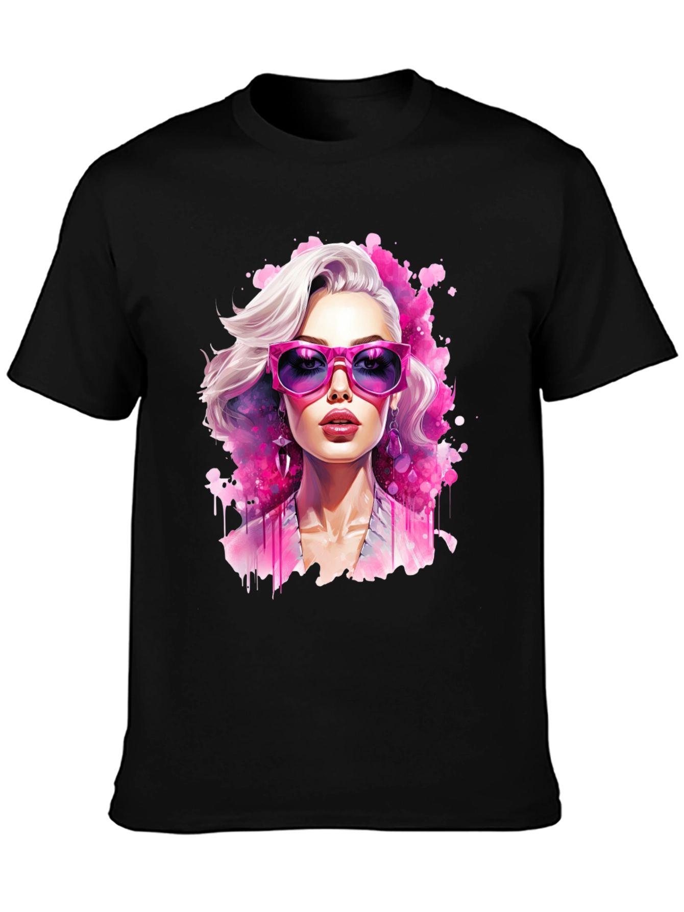 Black Stylish Woman Graphic Tee view 3