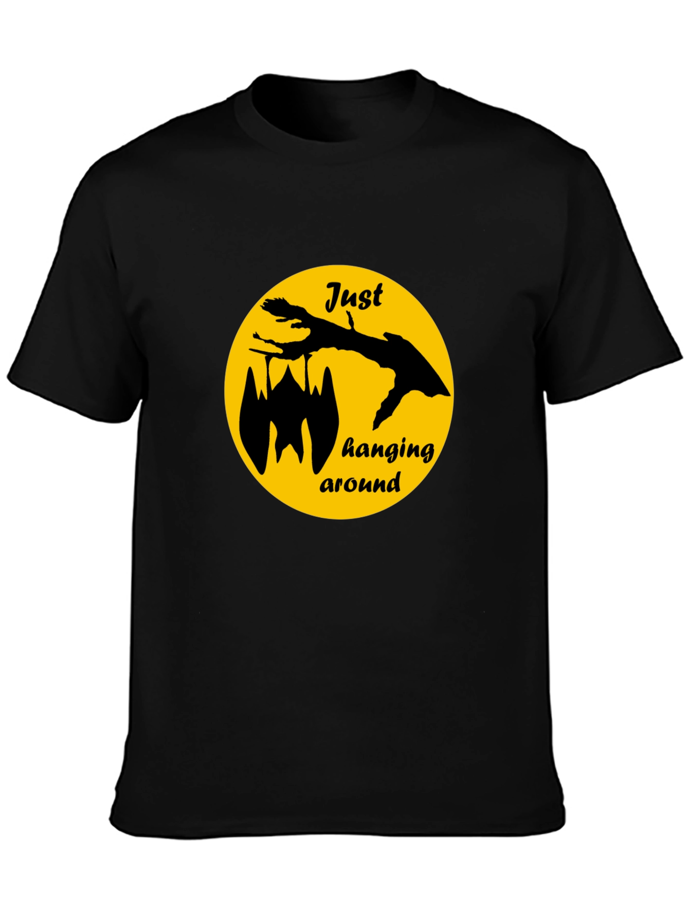 Black Just Hanging Around Bat Graphic Tee - Black view 3