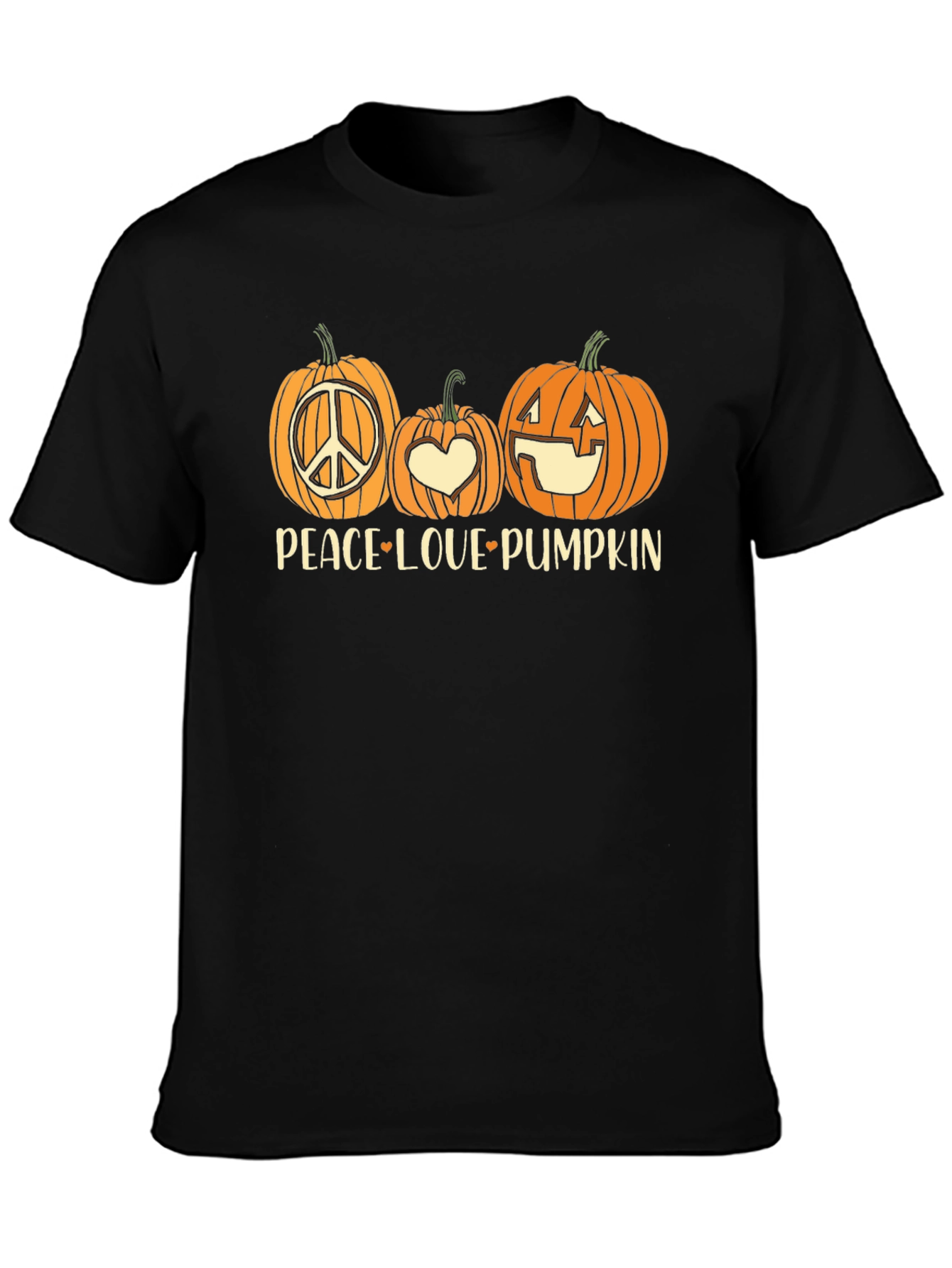 Black Peace Love Pumpkin Halloween T-Shirt view 3