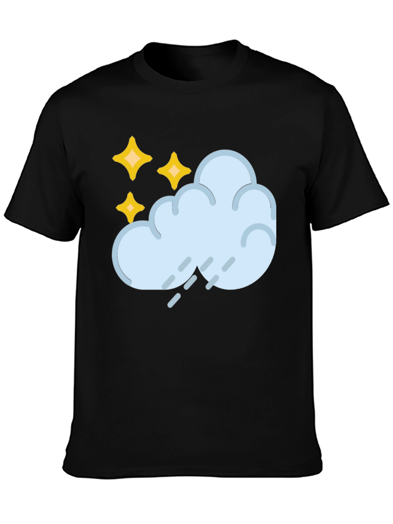Black Rain Cloud & Stars Graphic Black T-Shirt view 3