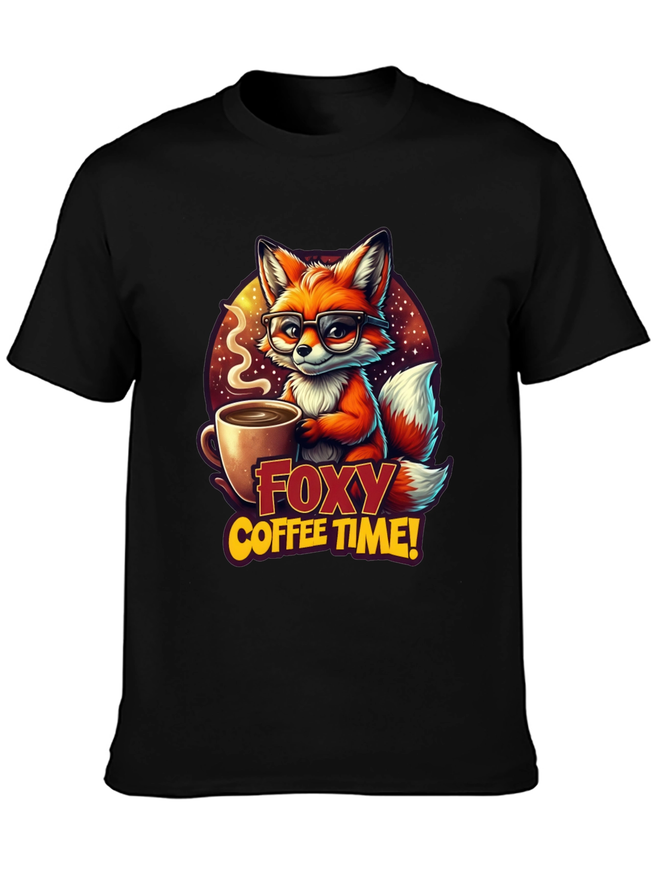 Black Foxy Coffee Time Graphic T-Shirt view 3