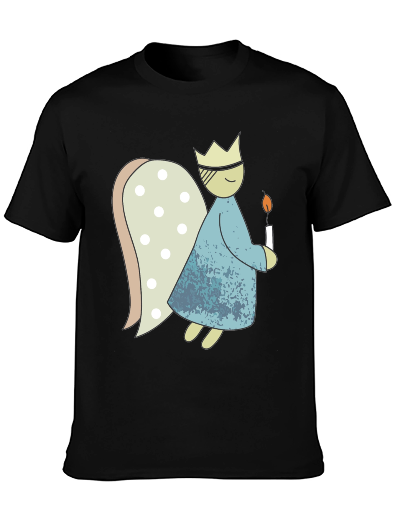 Black Whimsical Angel T-Shirt - Unique Graphic Tee view 3
