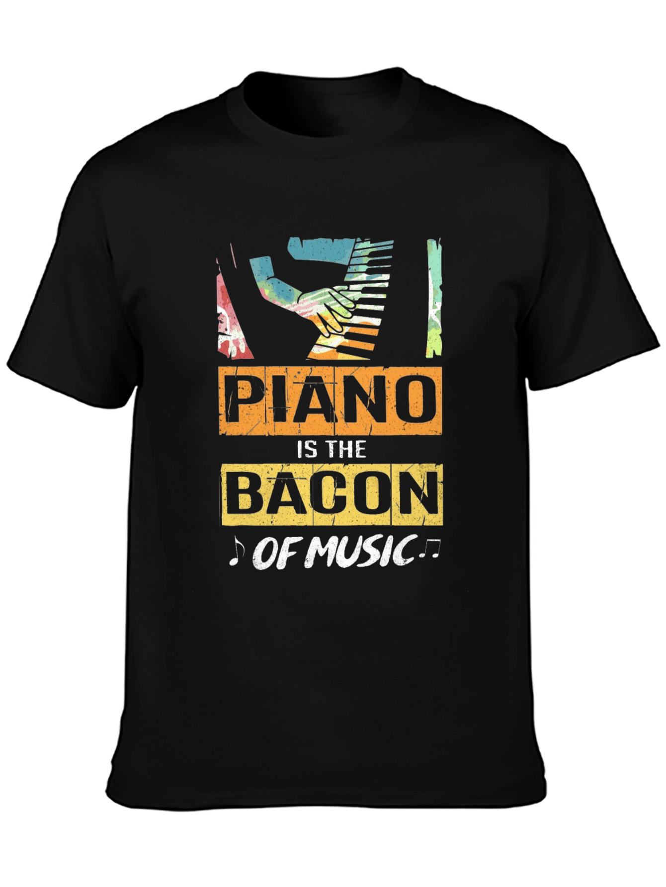Black Piano is the Bacon of Music T-Shirt view 3