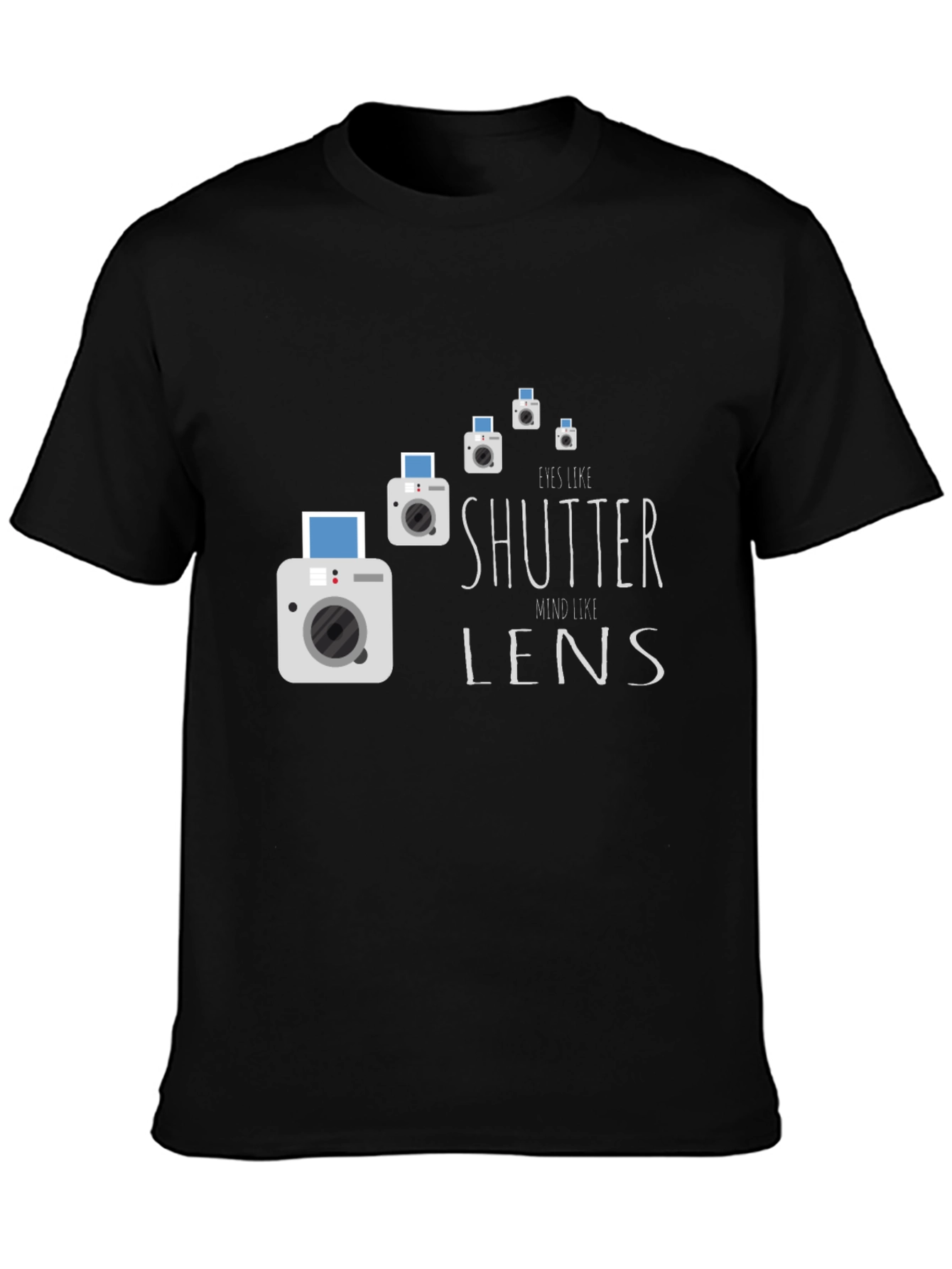 Black Eyes Like Shutter Mind Like Lens Graphic Tee view 3