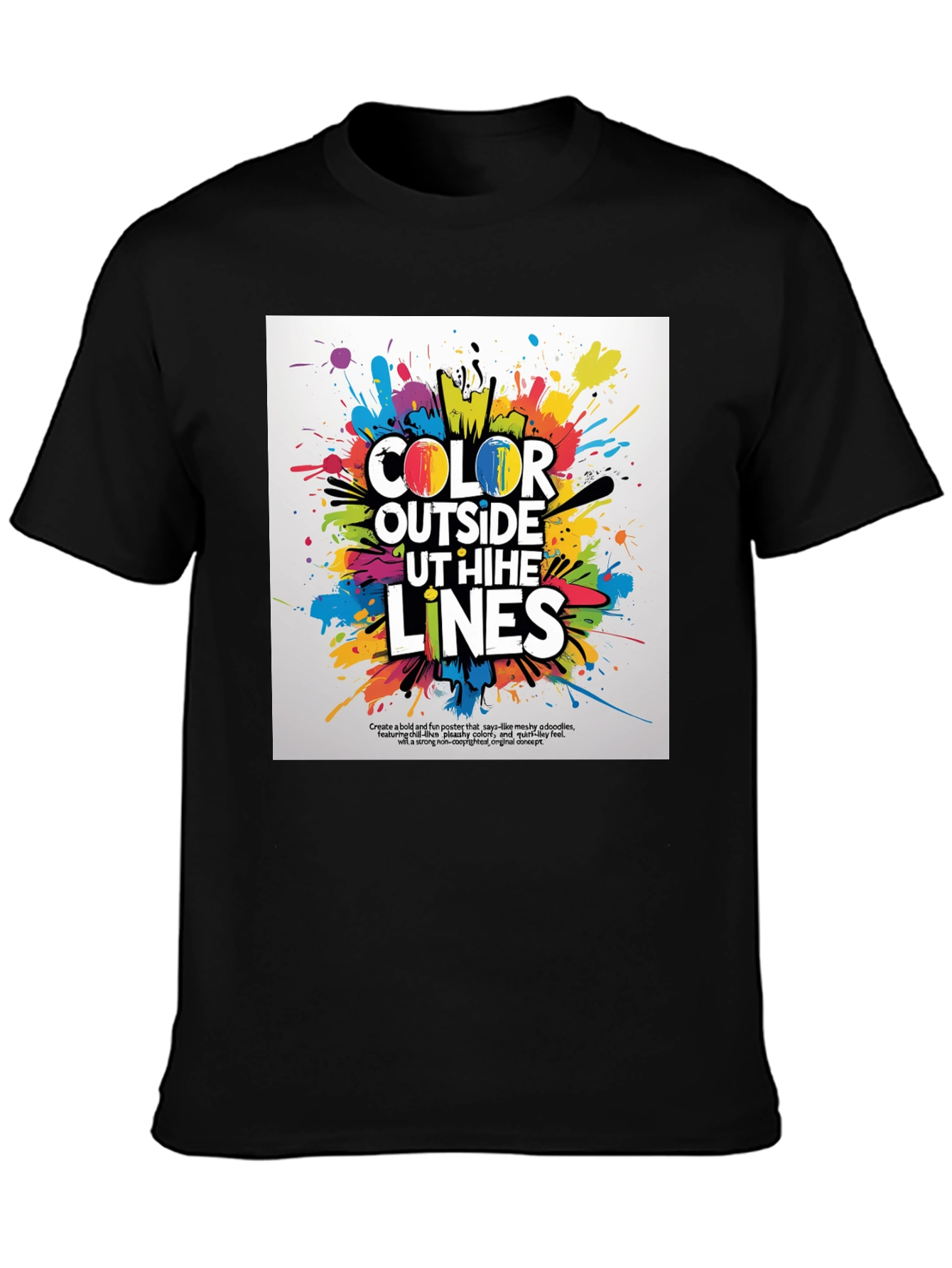 Black Color Outside the Lines Graphic Tee view 3