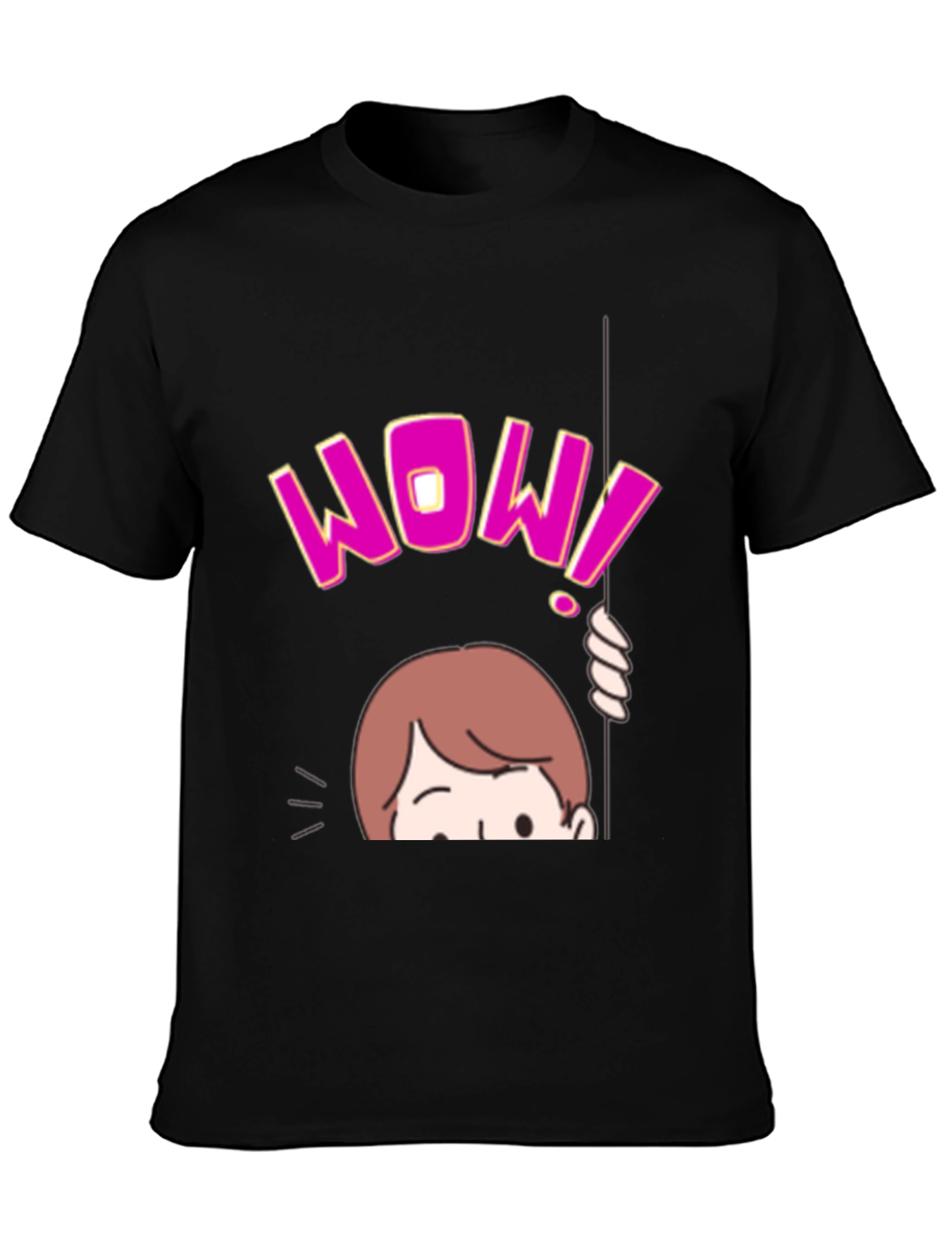 Black WOW! Graphic Print T-Shirt view 3