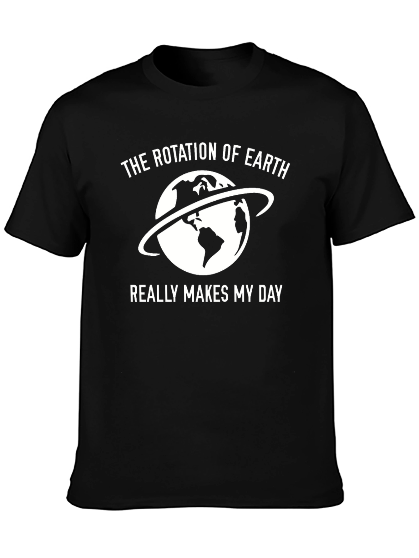 Black Earth Rotation T-Shirt - Makes My Day Black Tee view 3