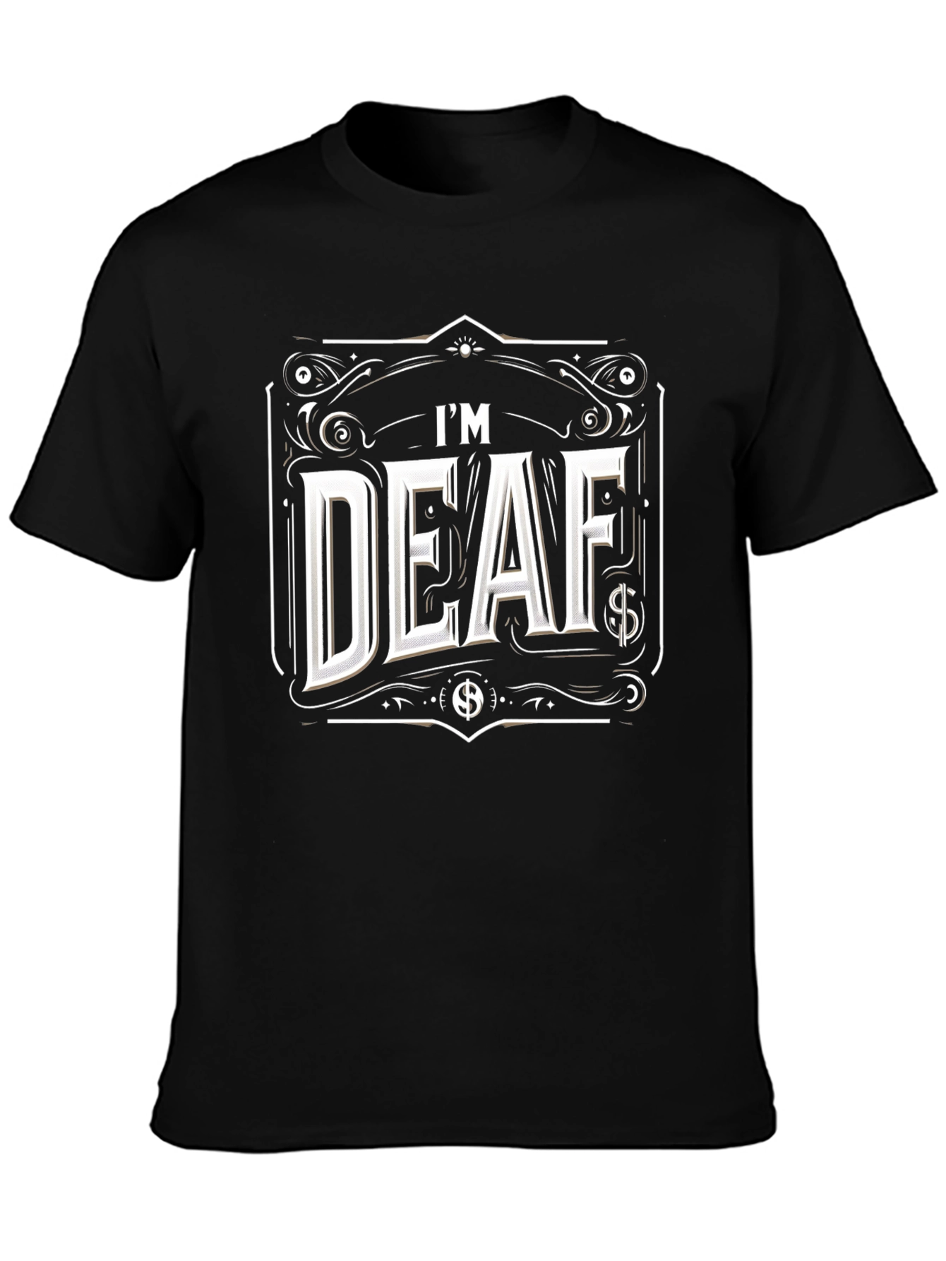 Black I'm Deaf Graphic T-Shirt - Black Cotton Tee view 3
