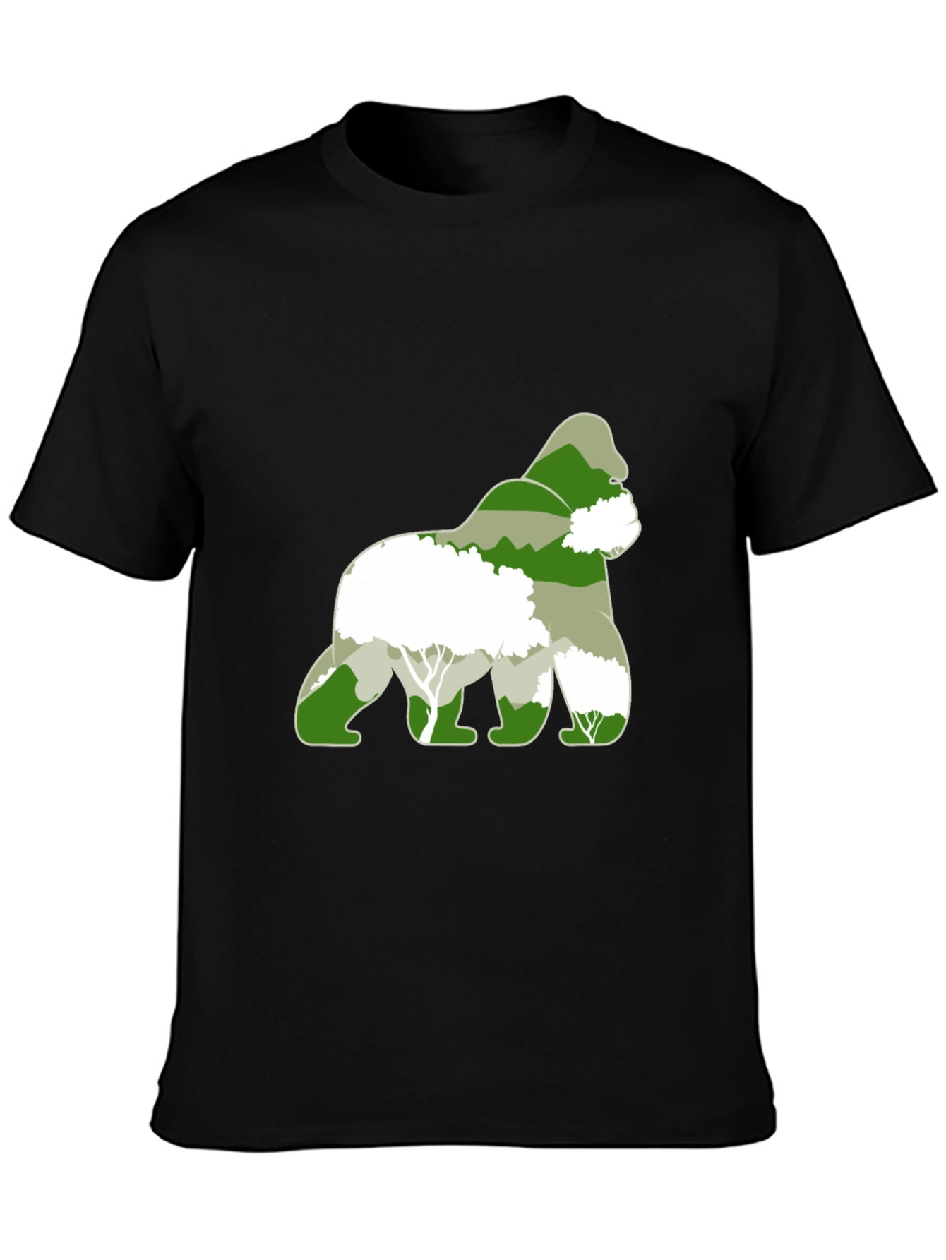 Black Gorilla Forest Graphic T-Shirt - Eco Friendly Design view 3